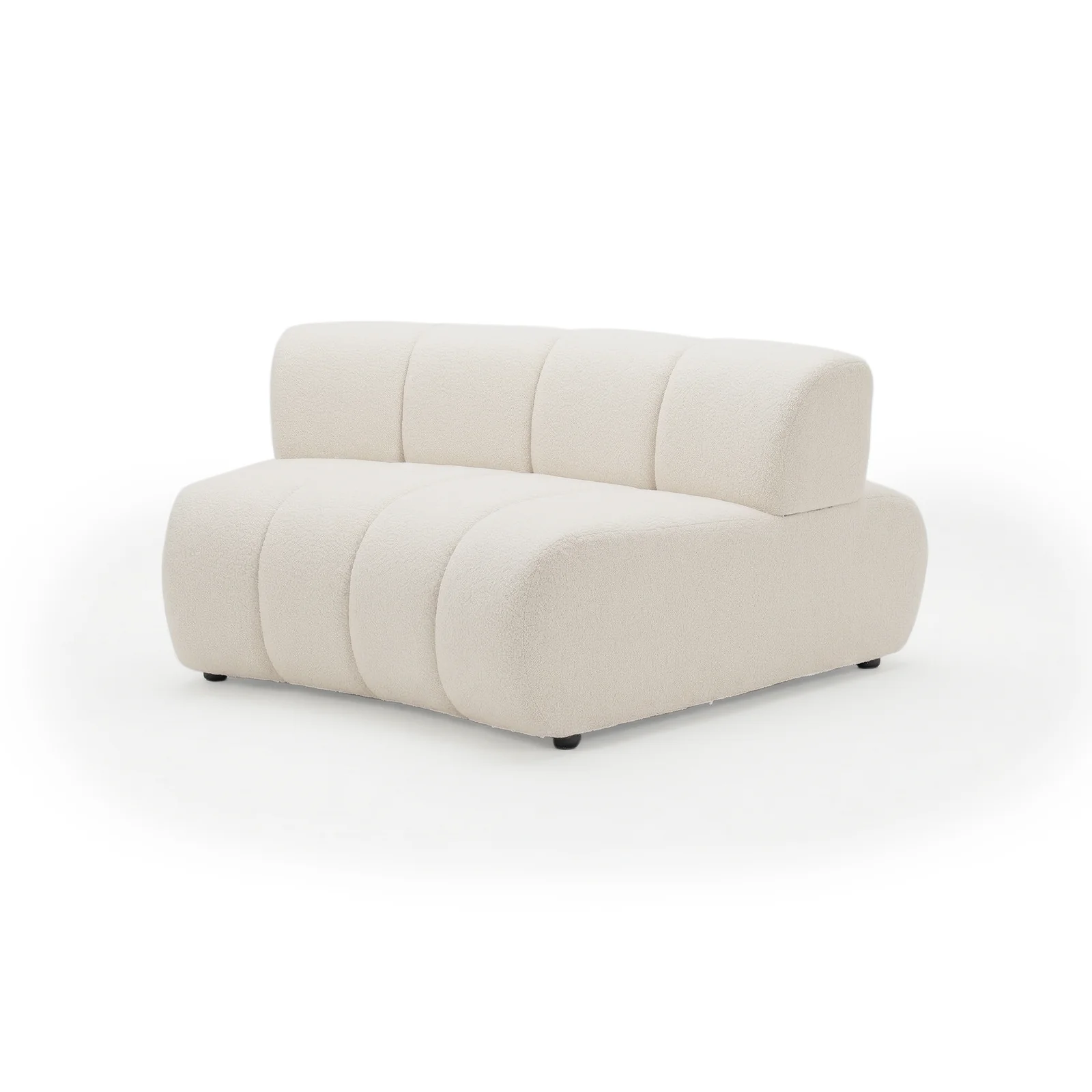 Talven 5 Seater Modular Curved Boucle Sofa in Cream White - Image 8
