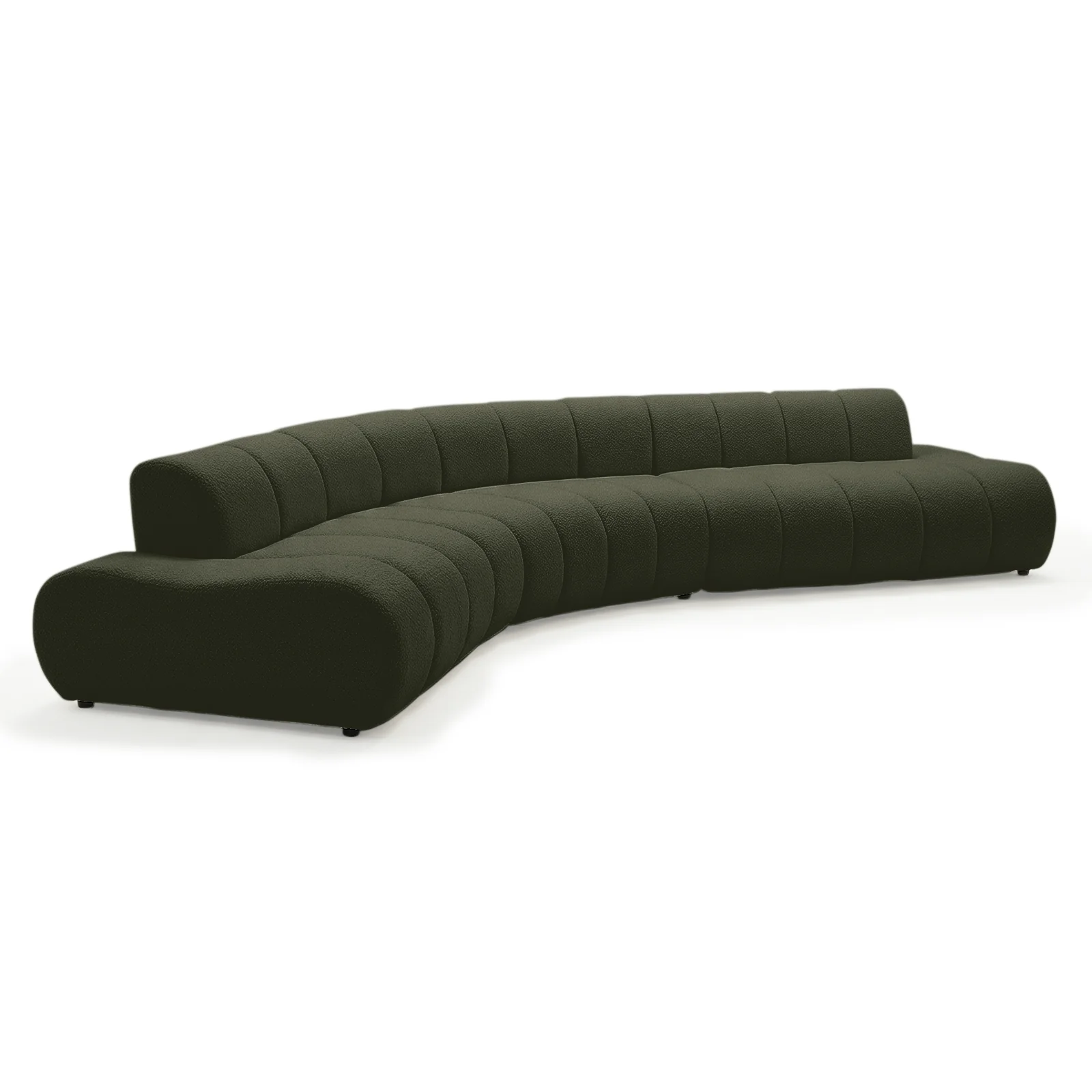 Talven 5 Seater Modular Curved Boucle Sofa in Dark Forest Green - Image 4