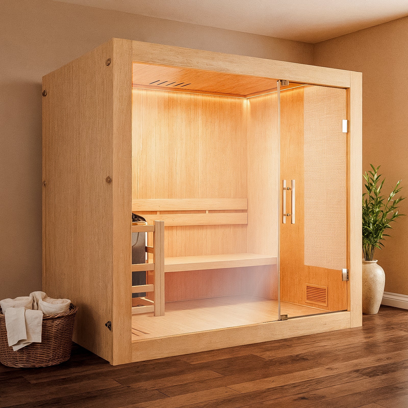 Tarve 3 Person Finnish Indoor Home Sauna with Harvia Stove - Image 2