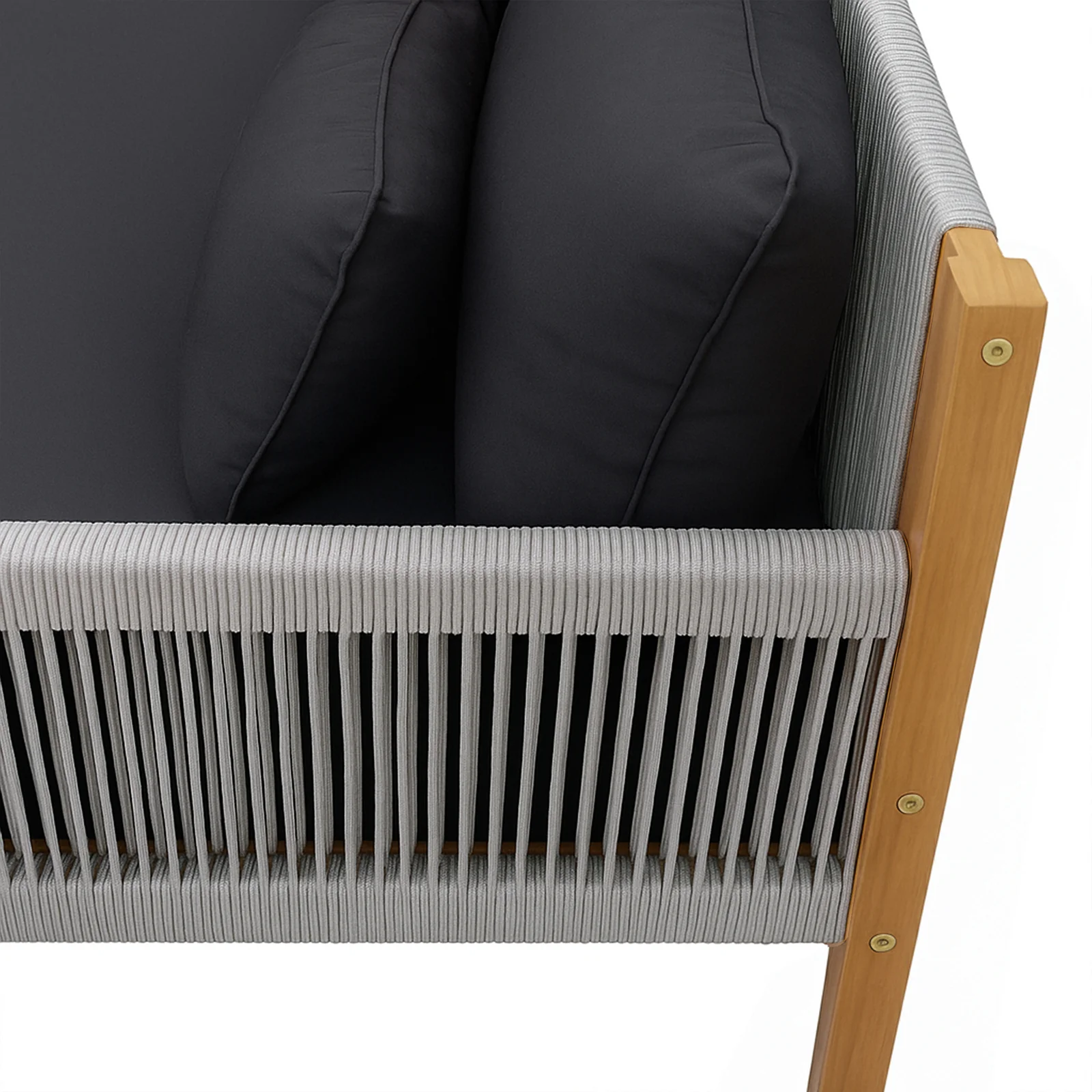 Tavi 5 Seater Solid Timber L Shape Outdoor Sofa in Light Grey - Image 3