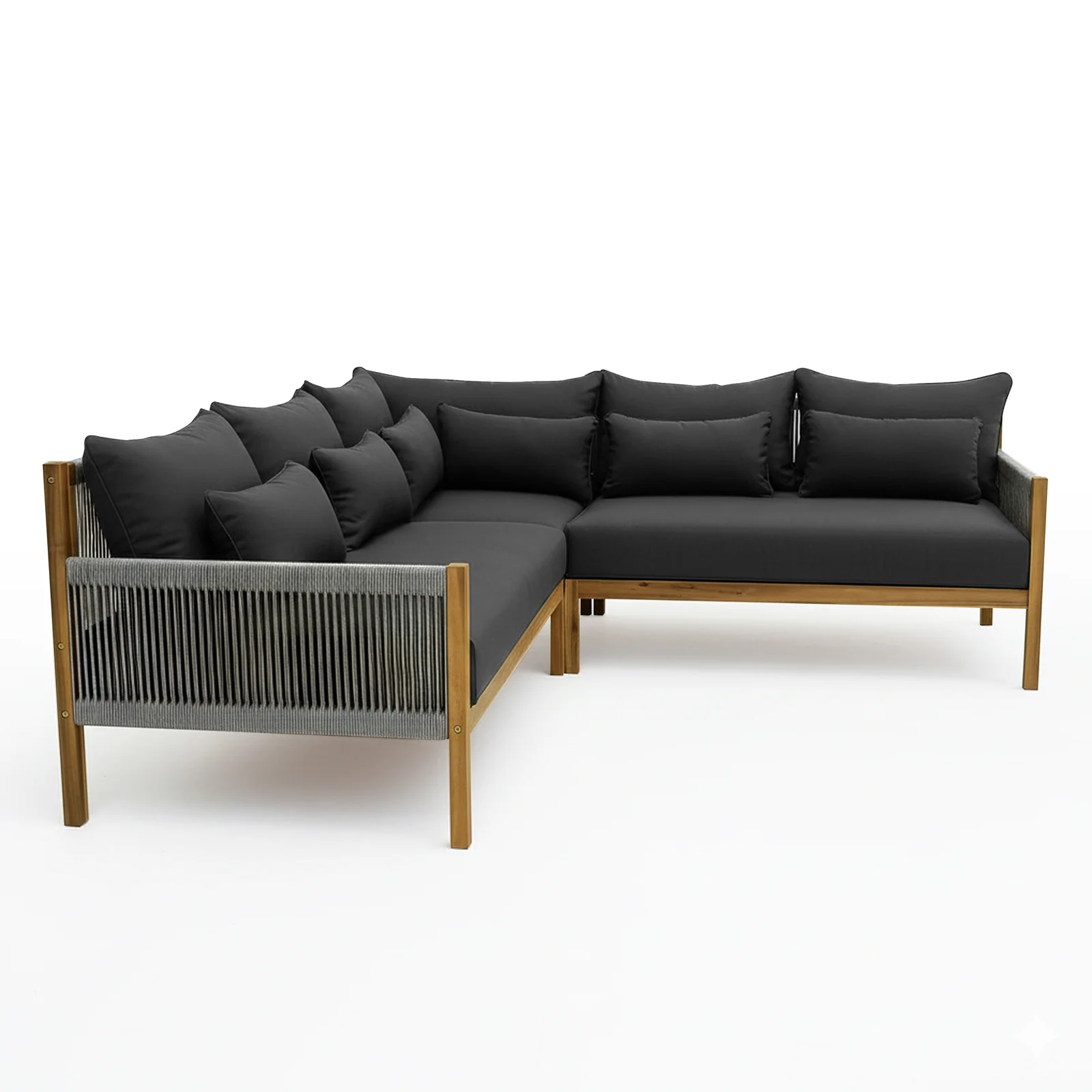 Tavi 5 Seater Solid Timber L Shape Outdoor Sofa in Light Grey - Image 7