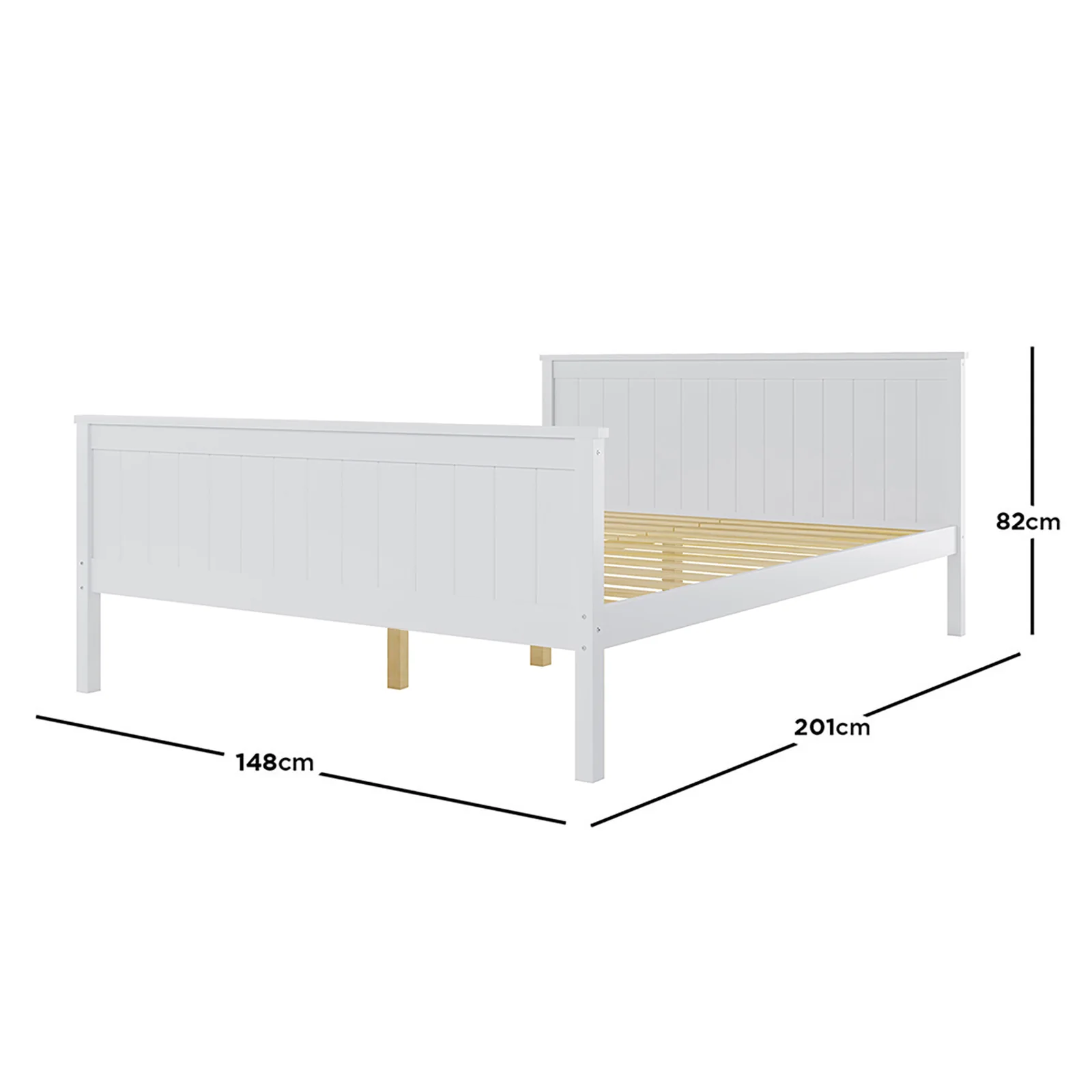 Tertia Double Natural Solid Pine Wood Bed in White - Image 8