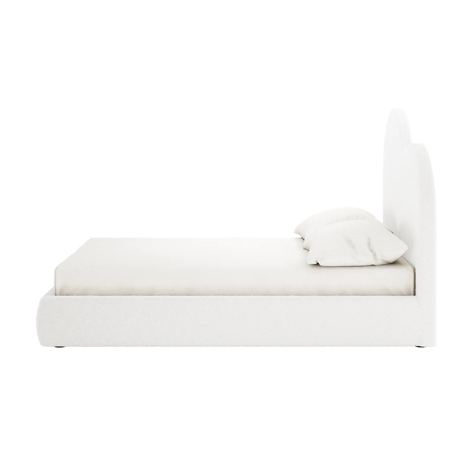 Thales Double Curved Boucle Fabric Bed Frame in Cream White - Image 5