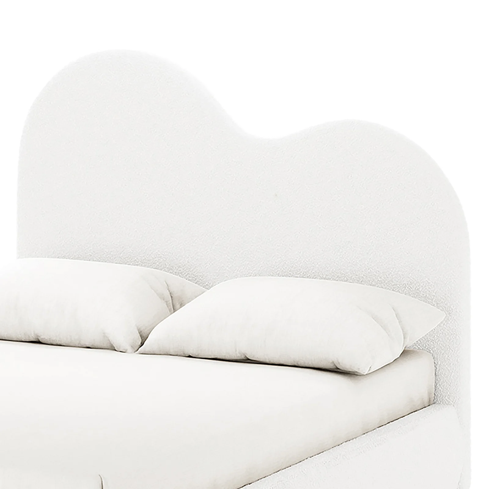 Thales Double Curved Boucle Fabric Bed Frame in Cream White - Image 6