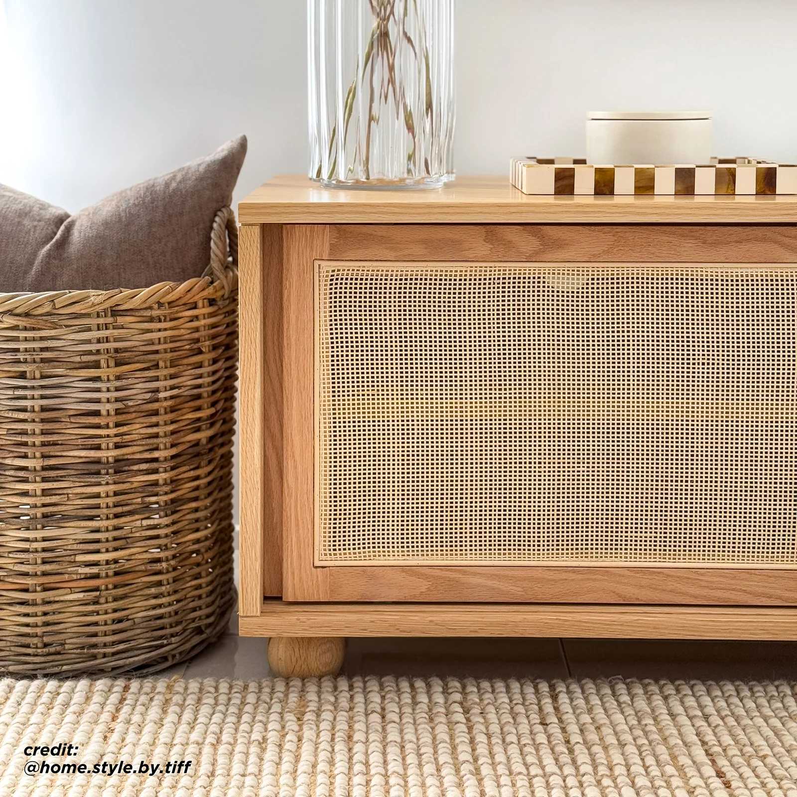 Thea 200cm Solid Oak Rattan TV Entertainment Unit in Natural - Image 7