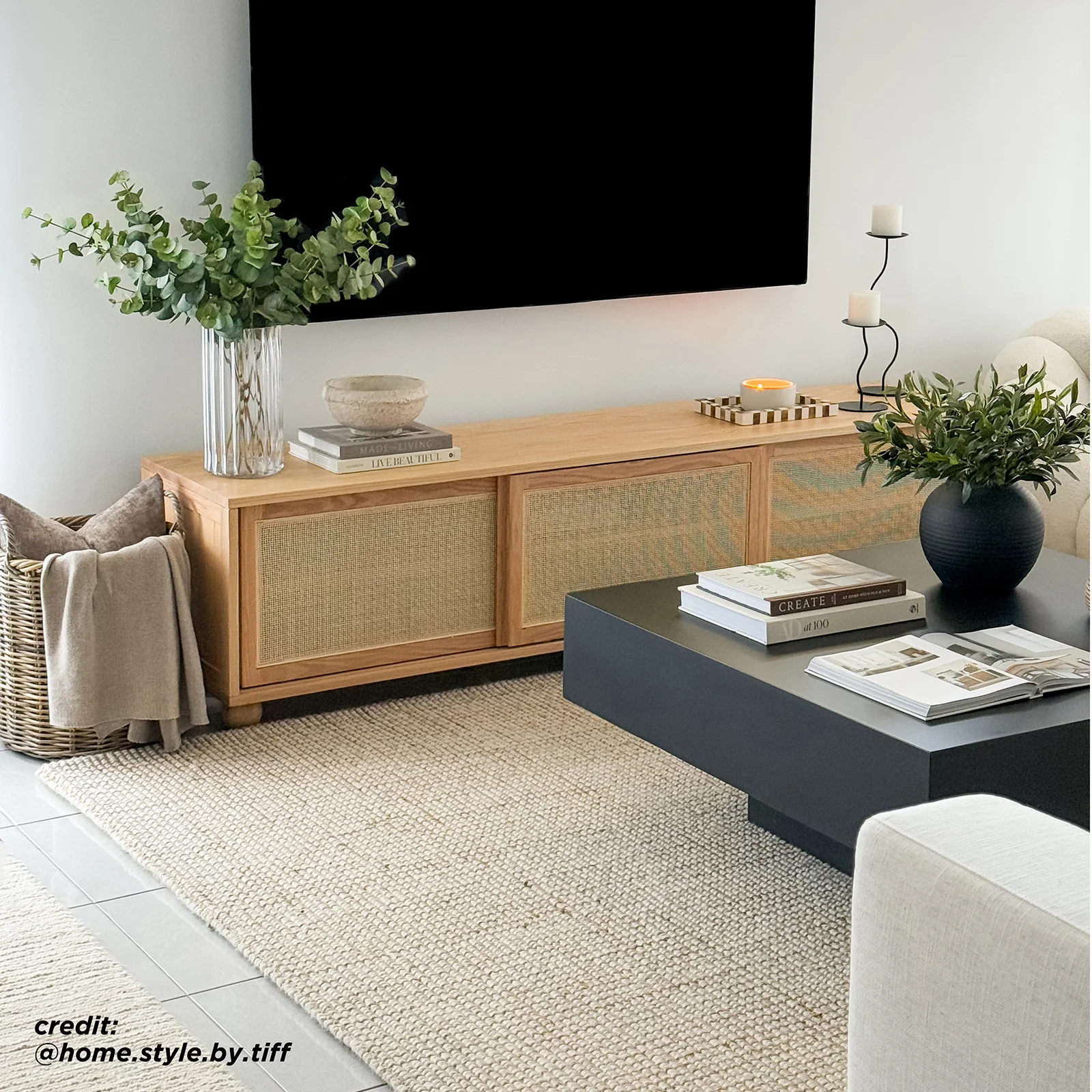 Thea 200cm Solid Oak Rattan TV Entertainment Unit in Natural - Image 8