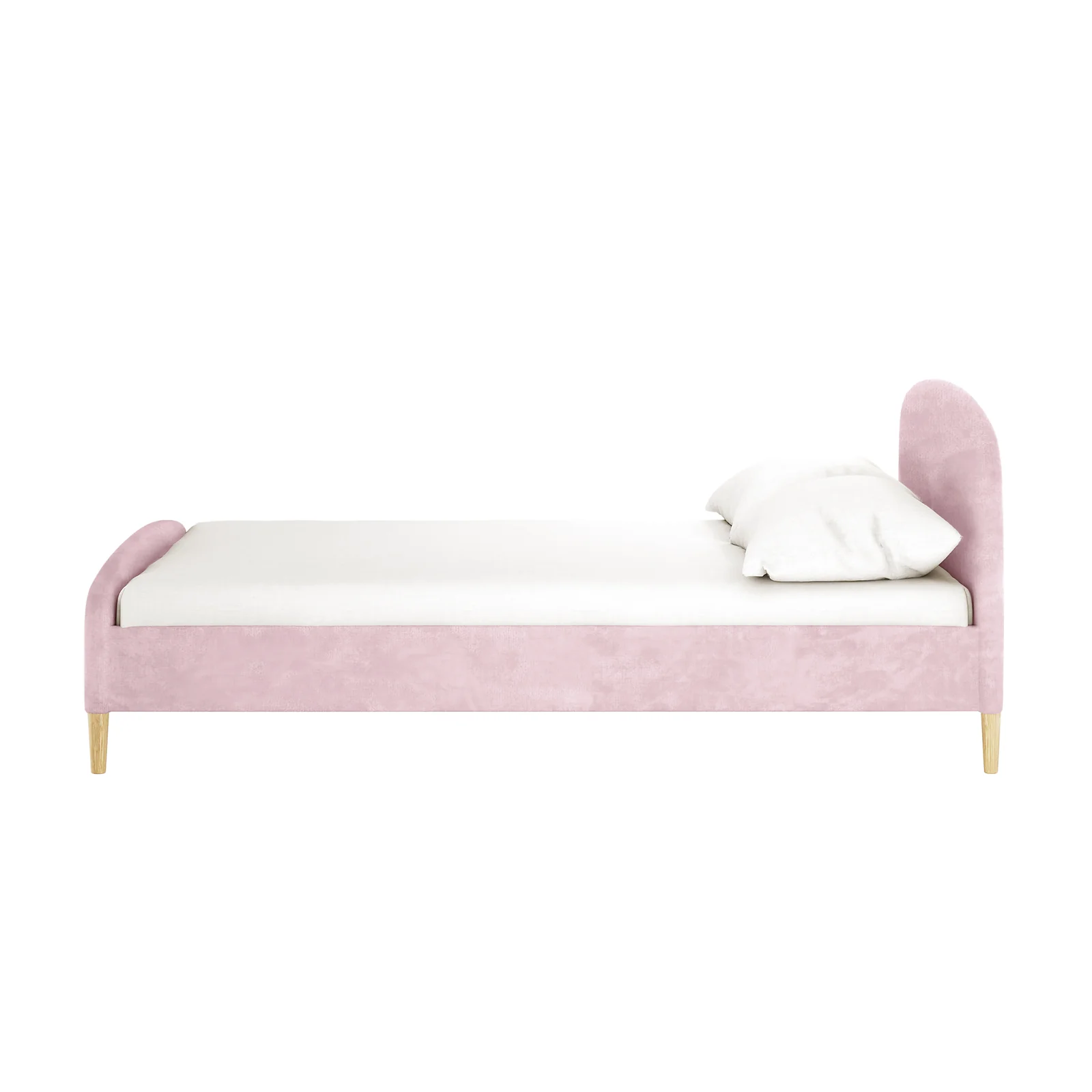 Theron Double Upholstered Velvet Bed in Light Pink - Image 5