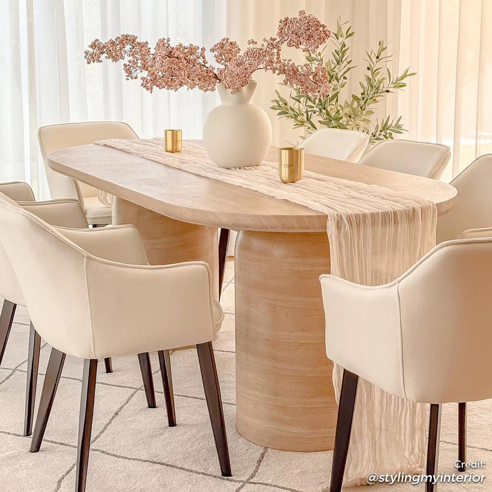 Tierre 200cm Round Outdoor Concrete Dining Table in Beige - Image 8