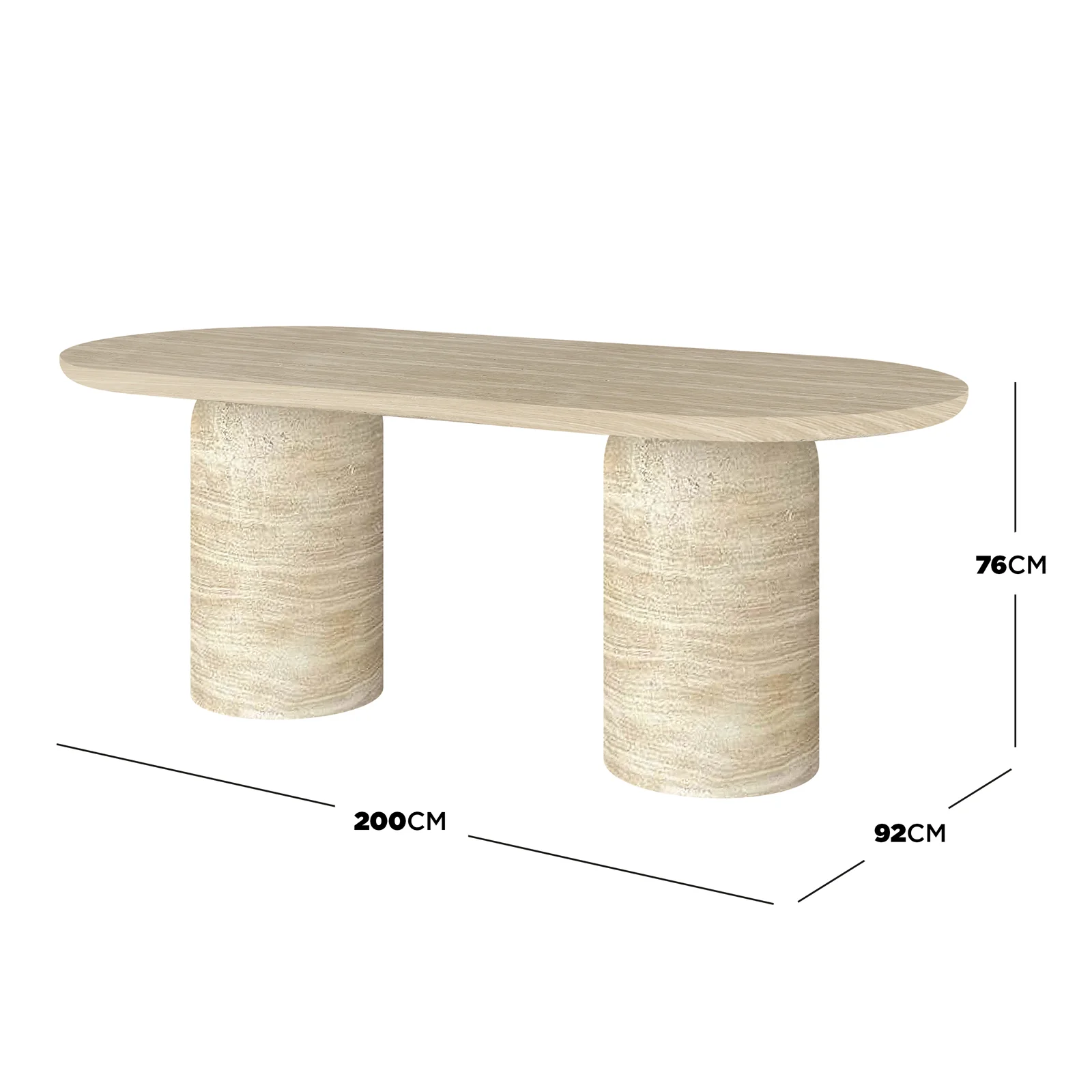 Tierre & Nemma 6 Seater Outdoor Concrete Dining Set in Beige - Image 3