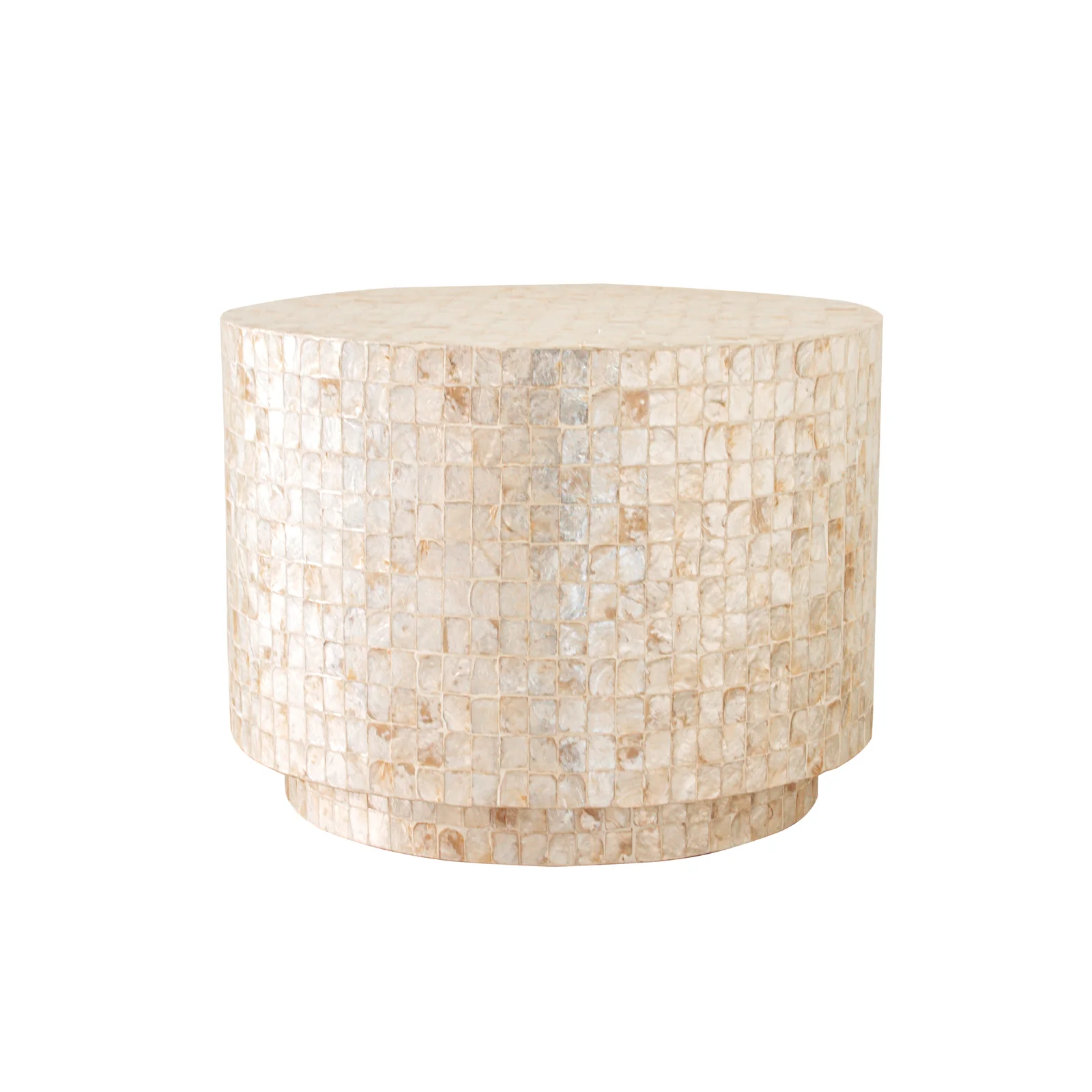 Tiffany 48cm Mother of Pearl Inlay Side Table in Cream