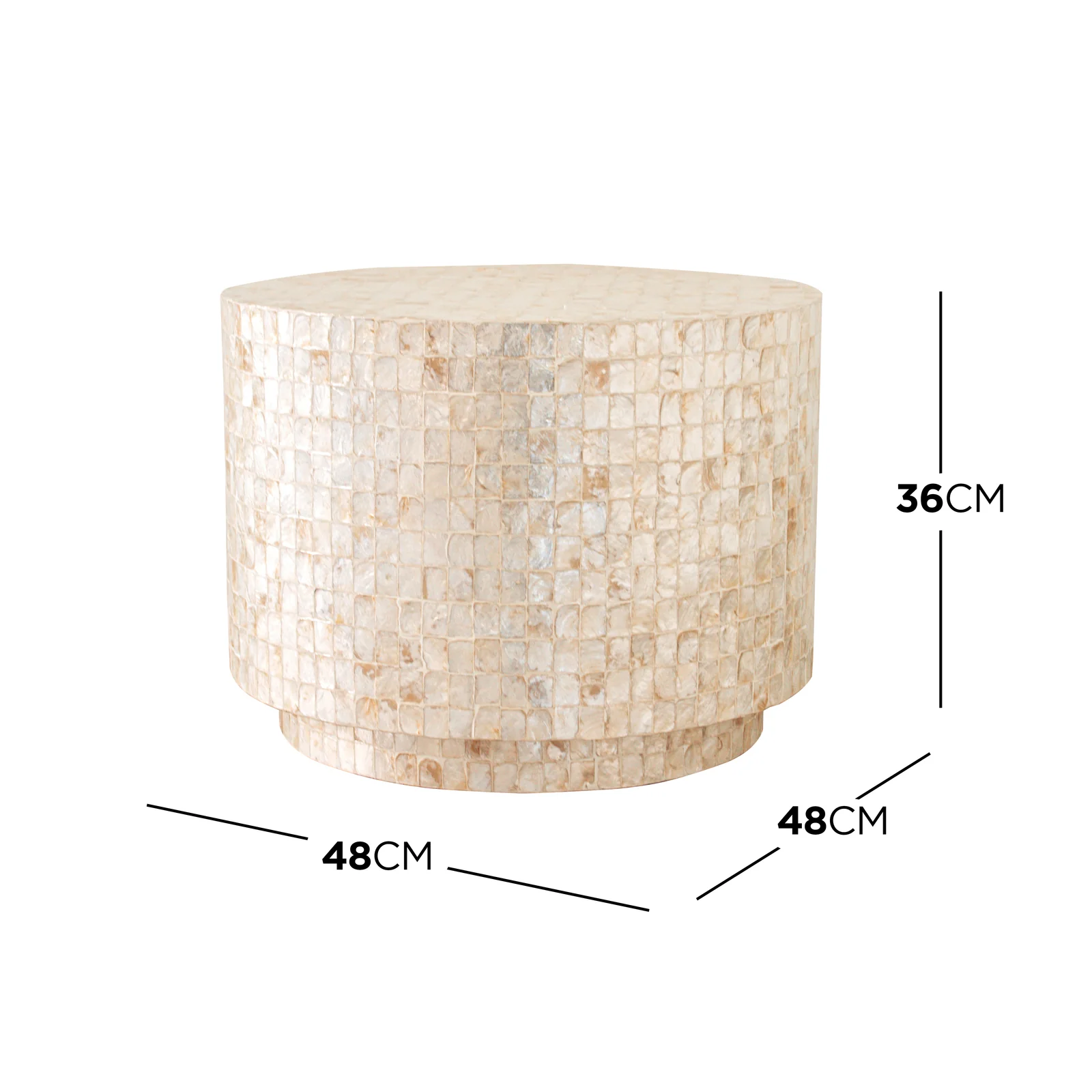 Tiffany 48cm Mother of Pearl Inlay Side Table in Cream - Image 3