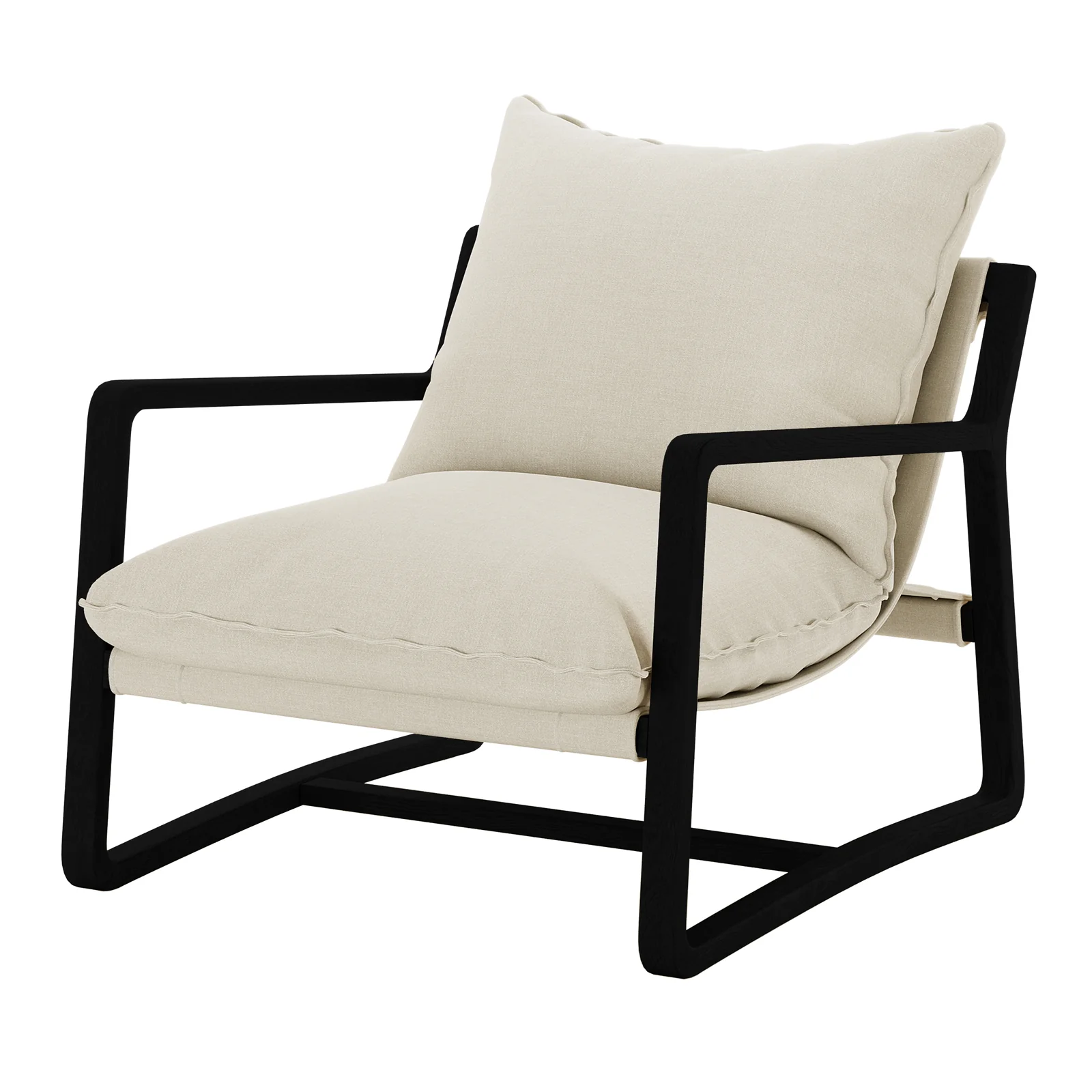 Tilly Linen Hardwood Sling Accent Chair in Black