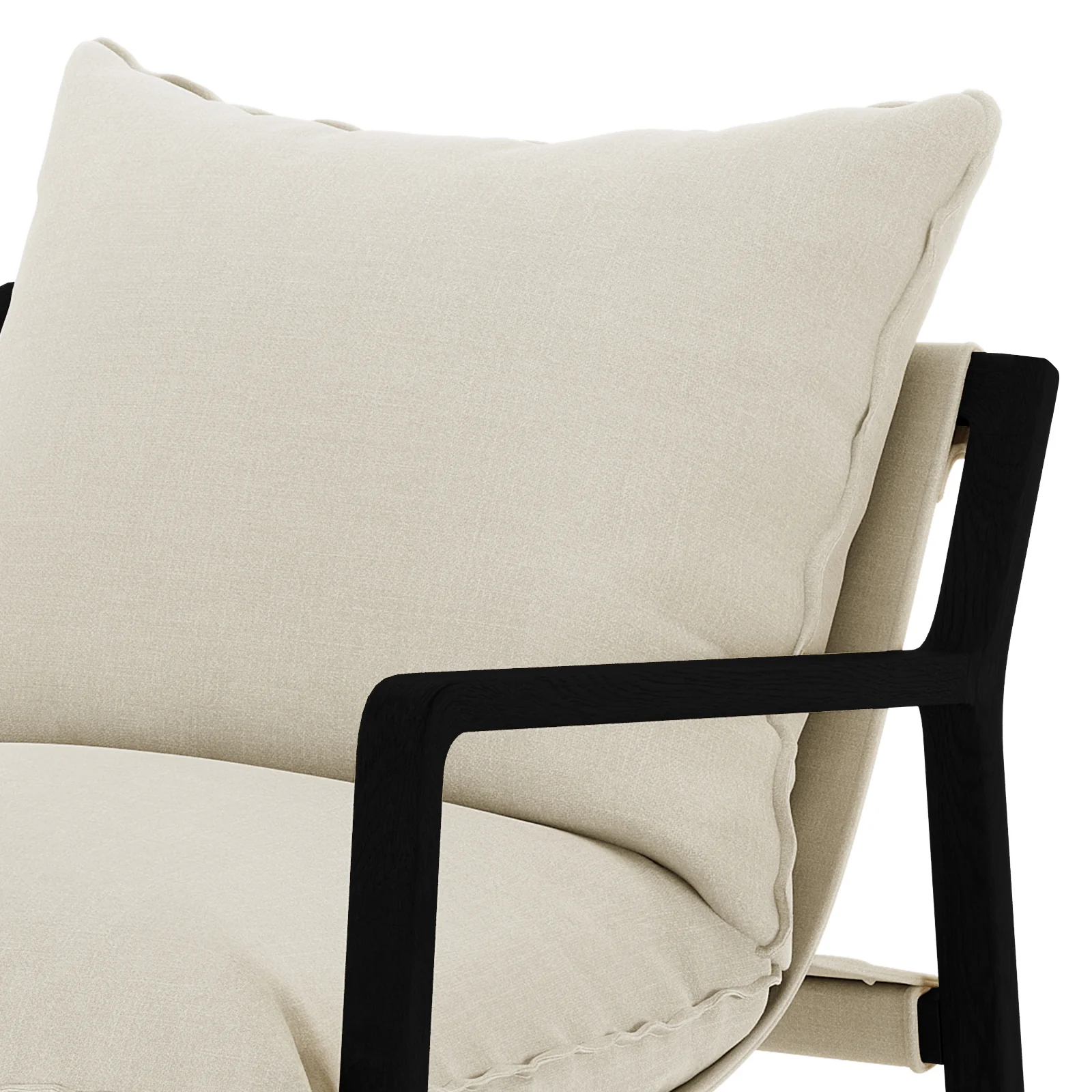 Tilly Linen Hardwood Sling Accent Chair in Black - Image 10