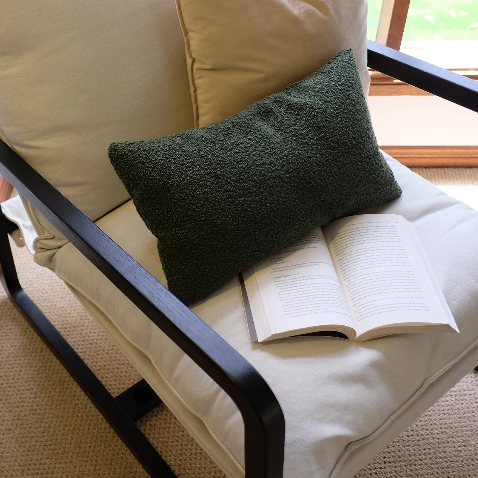 Tilly Linen Hardwood Sling Accent Chair in Black - Image 4