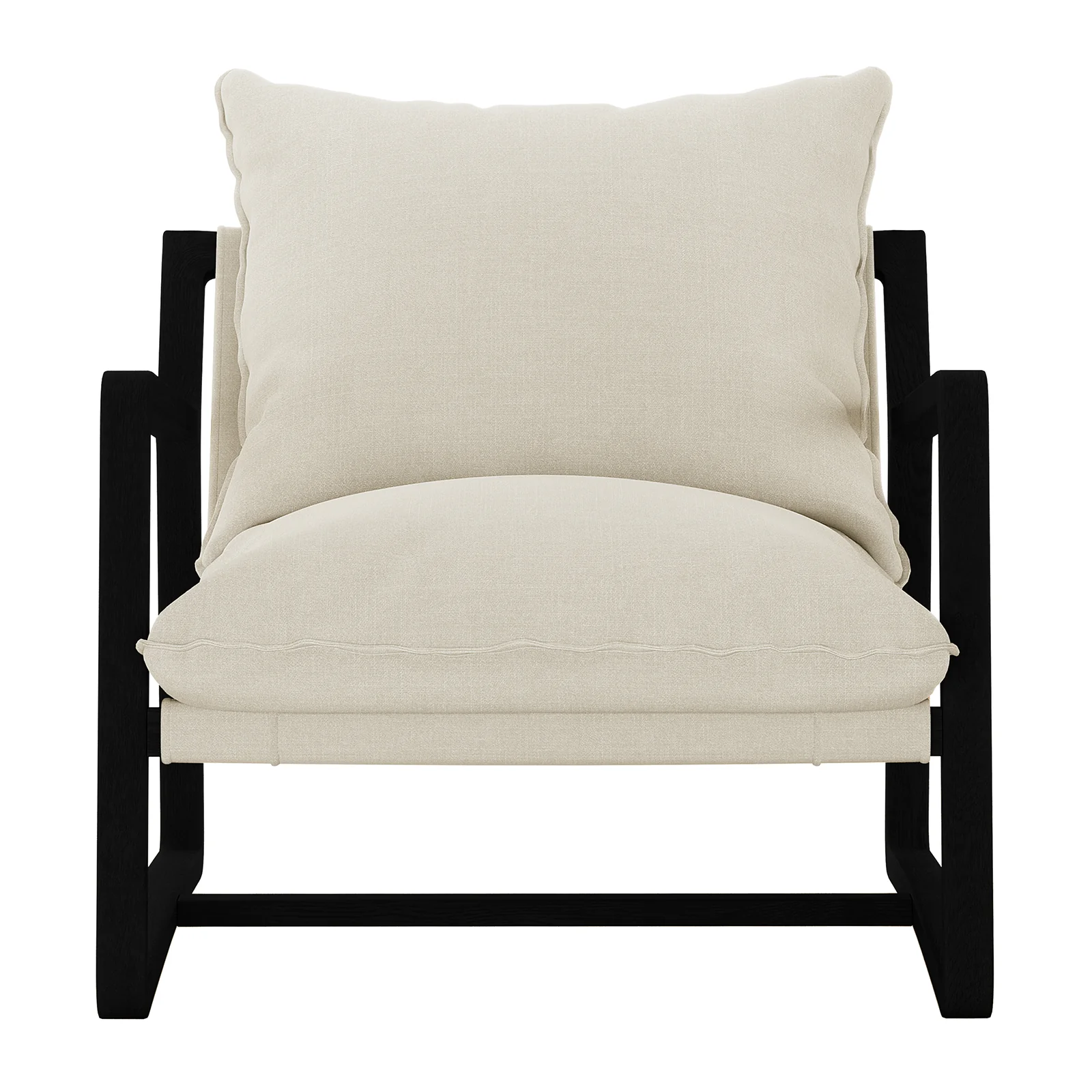 Tilly Linen Hardwood Sling Accent Chair in Black - Image 6