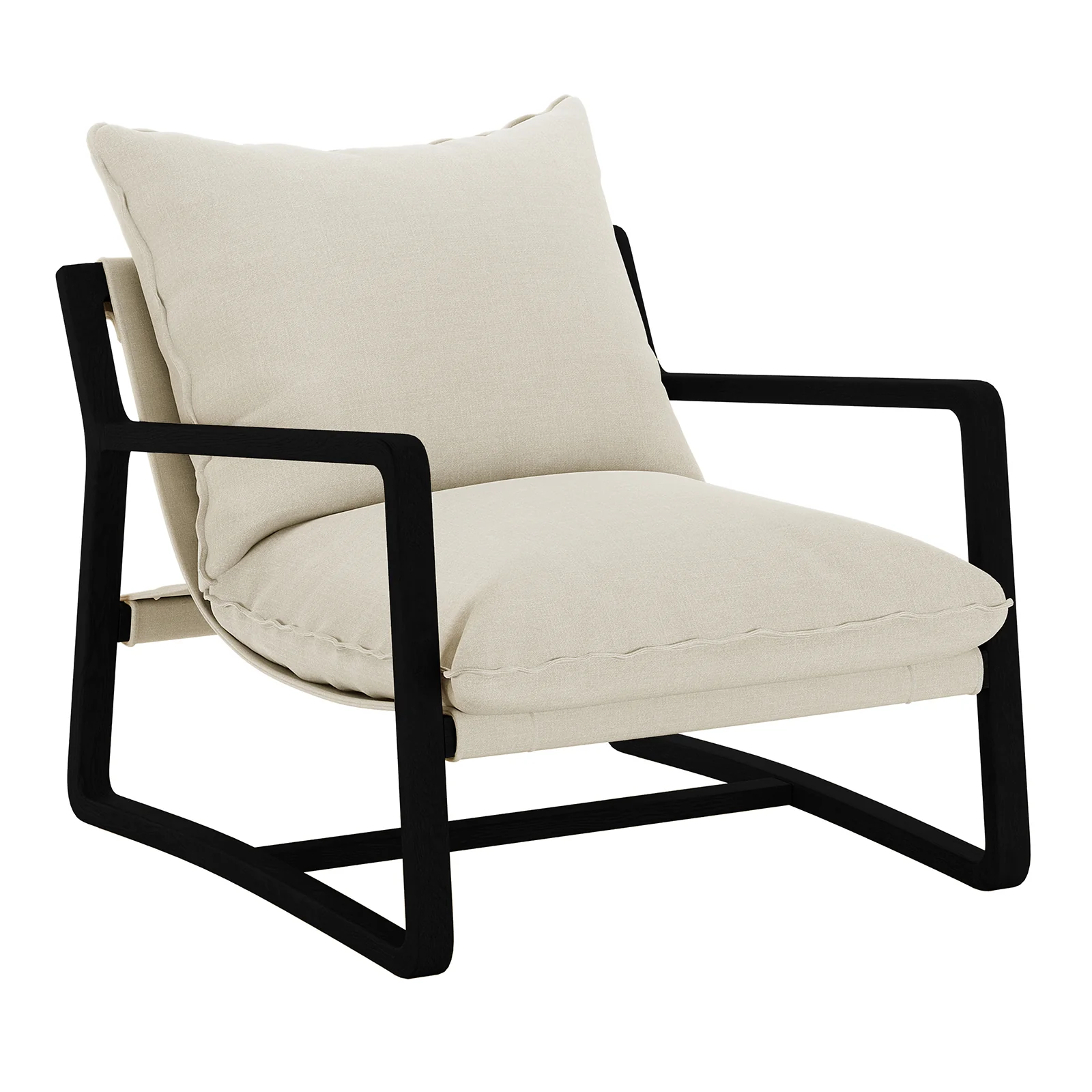 Tilly Linen Hardwood Sling Accent Chair in Black - Image 7