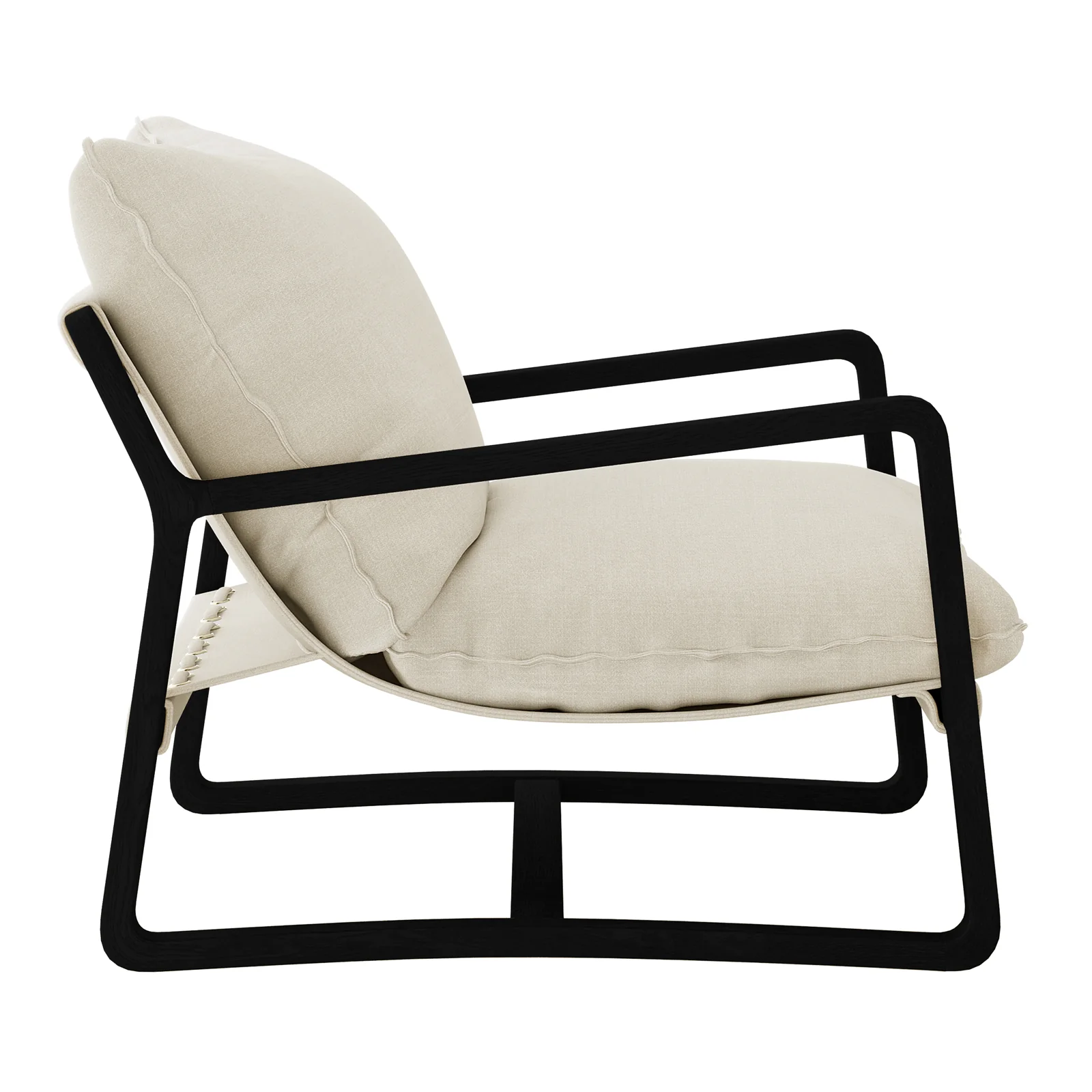 Tilly Linen Hardwood Sling Accent Chair in Black - Image 8