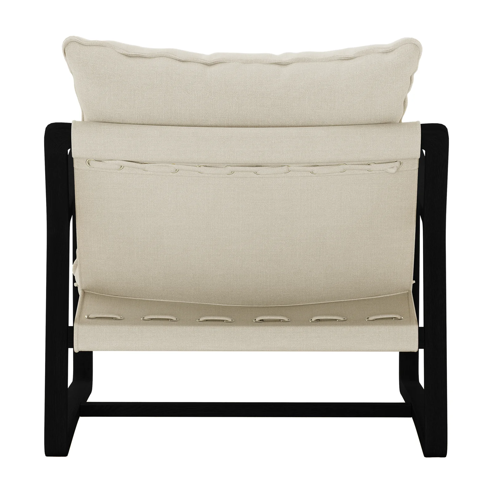 Tilly Linen Hardwood Sling Accent Chair in Black - Image 9