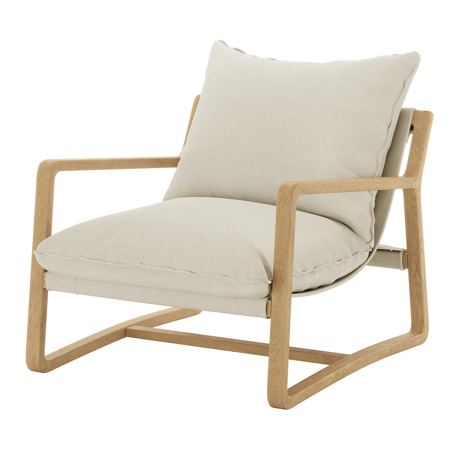 Tilly Linen Hardwood Sling Accent Chair in Natural