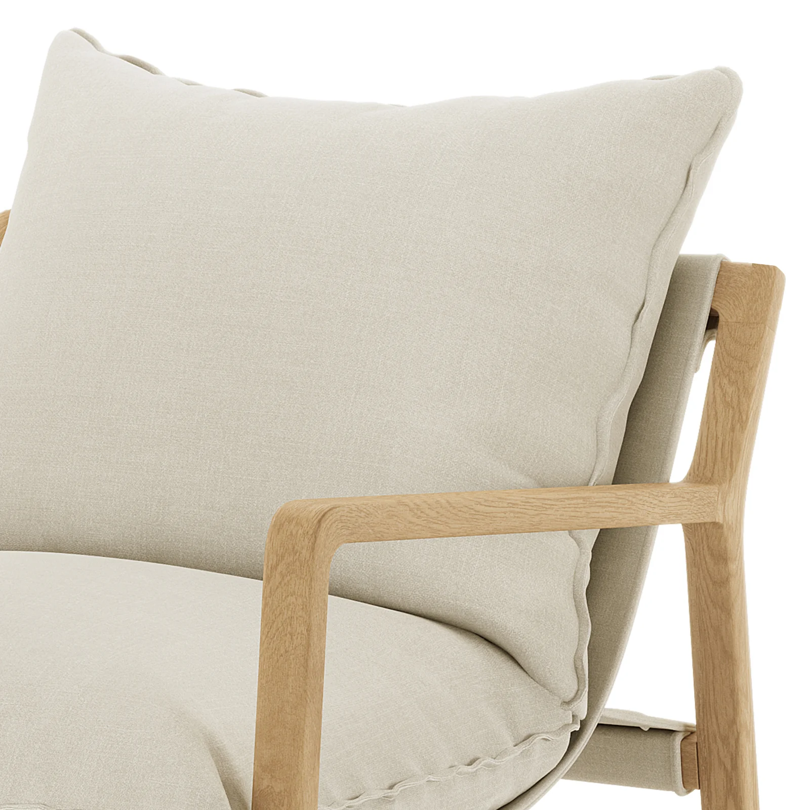 Tilly Linen Hardwood Sling Accent Chair in Natural - Image 11