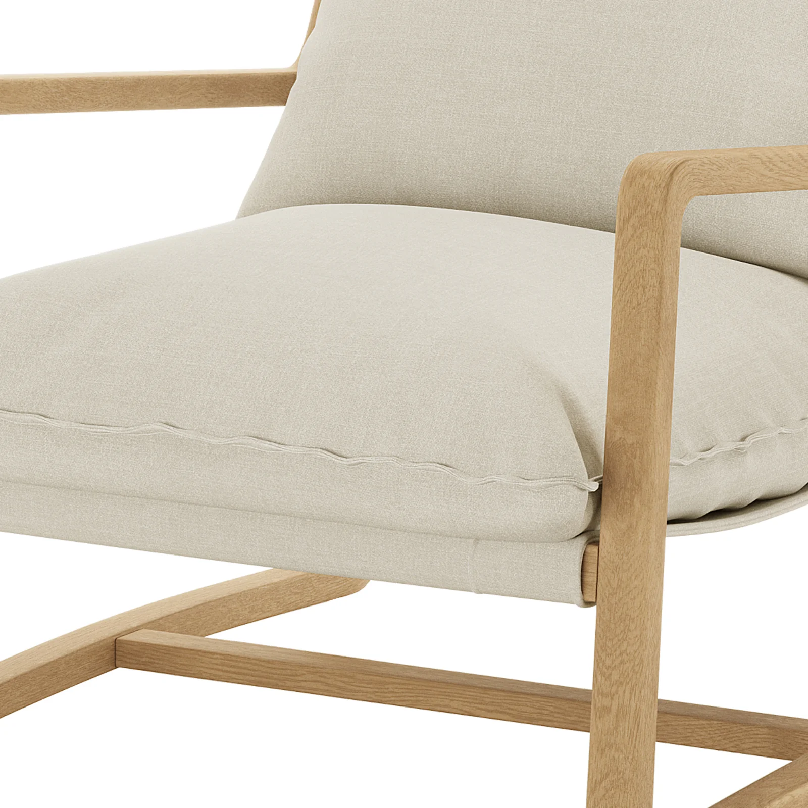 Tilly Linen Hardwood Sling Accent Chair in Natural - Image 12