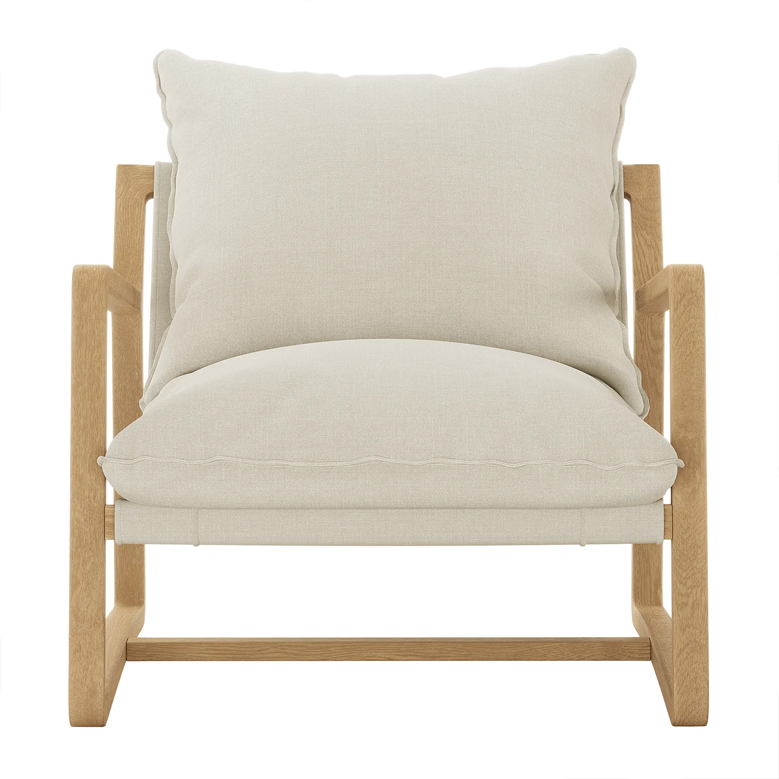 Tilly Linen Hardwood Sling Accent Chair in Natural - Image 7