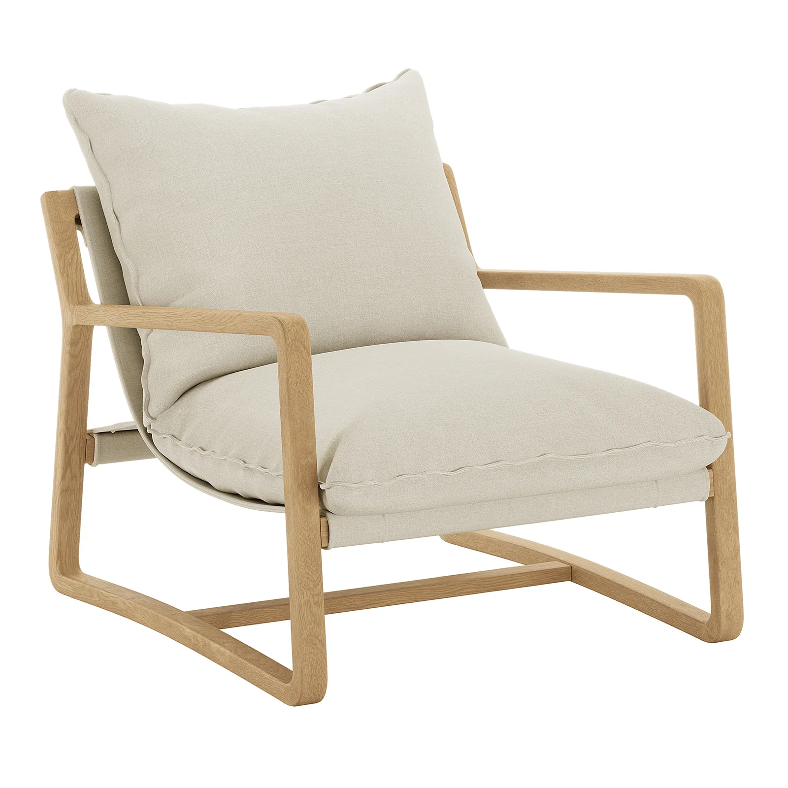 Tilly Linen Hardwood Sling Accent Chair in Natural - Image 8