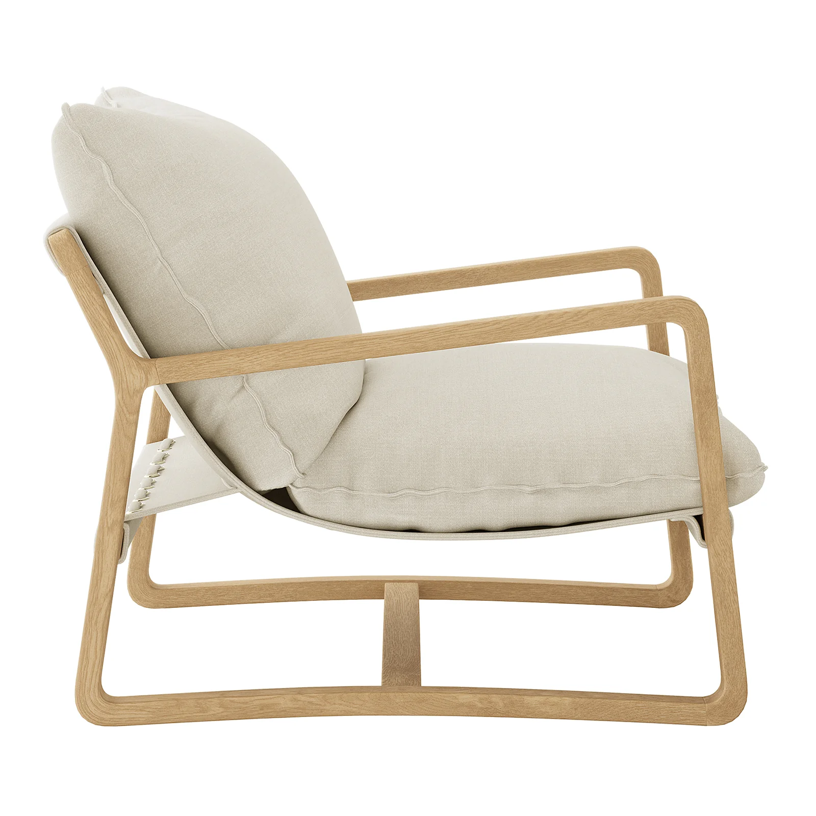 Tilly Linen Hardwood Sling Accent Chair in Natural - Image 9
