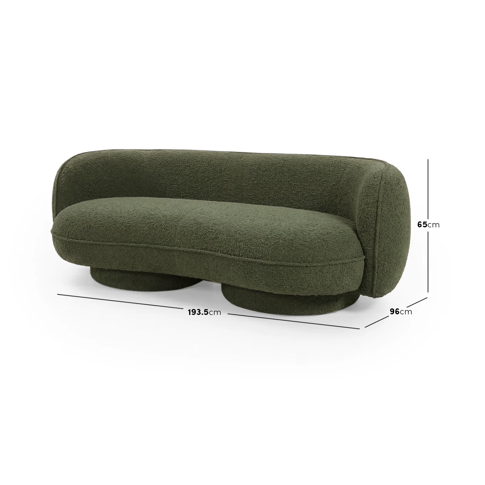 Torven 3 Seater Performance Boucle Sofa in Dark Forest Green - Image 3