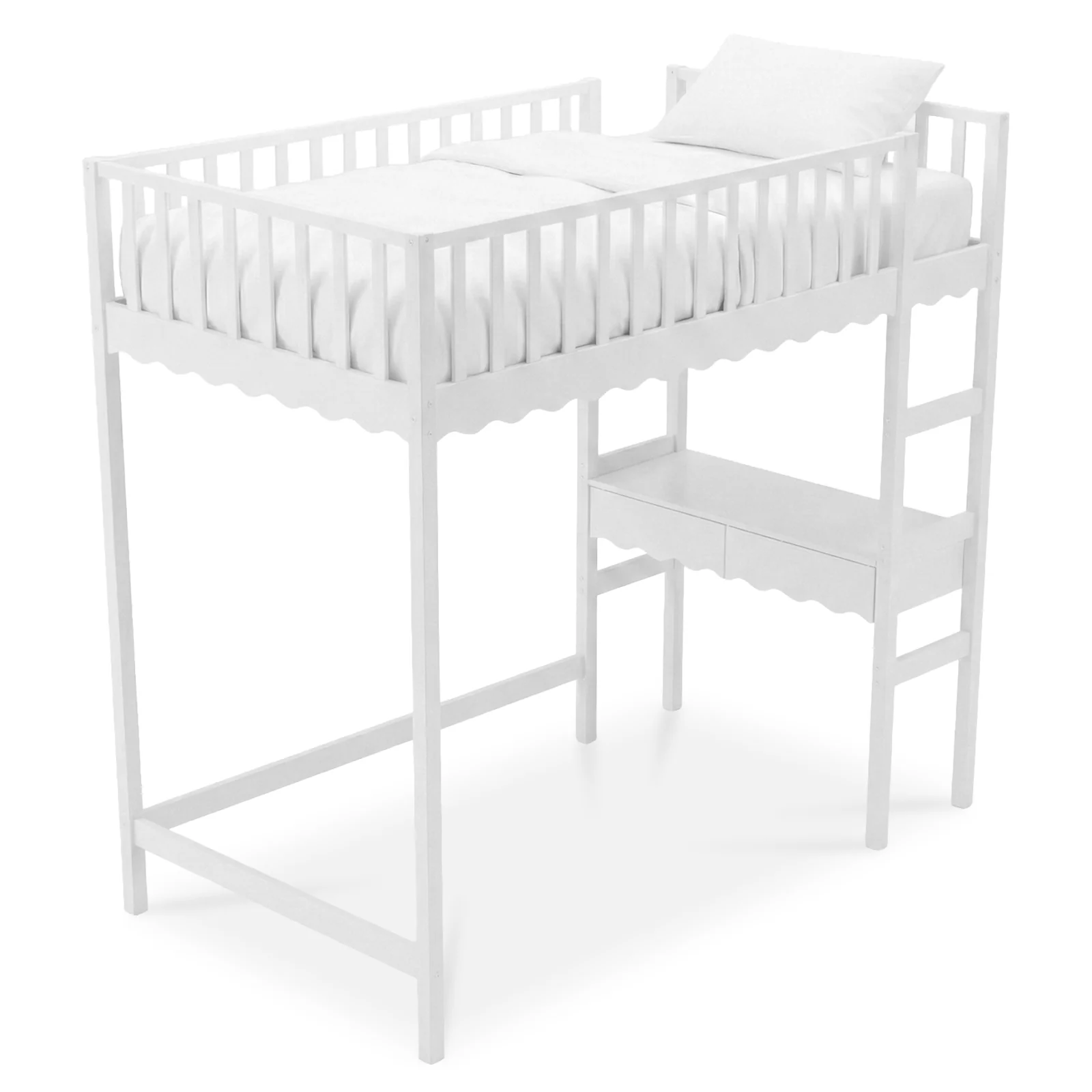 Tressa Solid Pine Loft Bed with Integrated Study Desk in White - Image 5