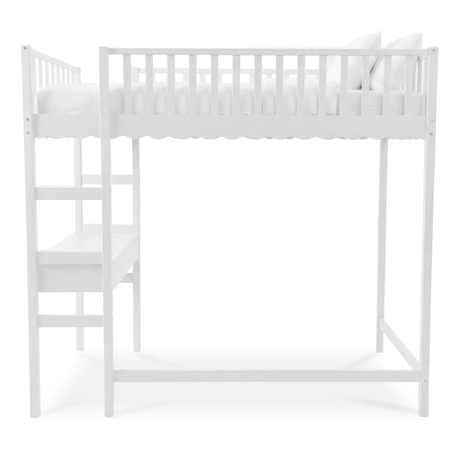 Tressa Solid Pine Loft Bed with Integrated Study Desk in White - Image 6