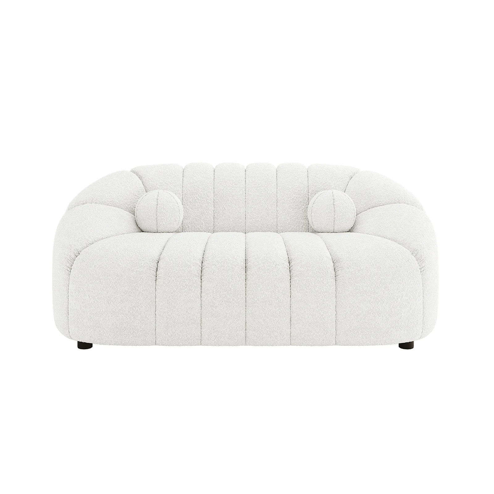 Trina 2 Seater Boucle Sofa with Pillows in Cream White - Image 4