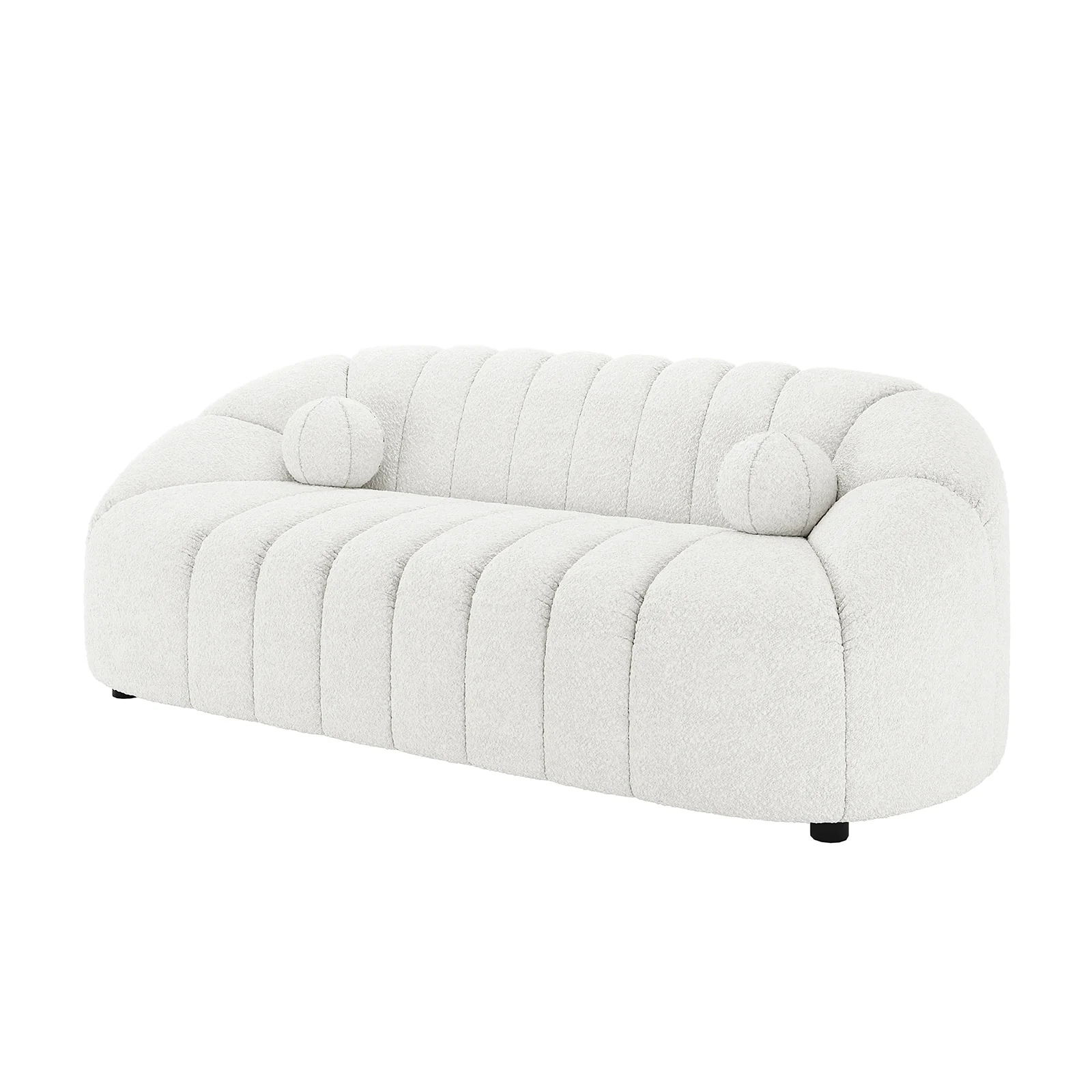 Trina 3 Seater Boucle Sofa with Pillows in Cream White