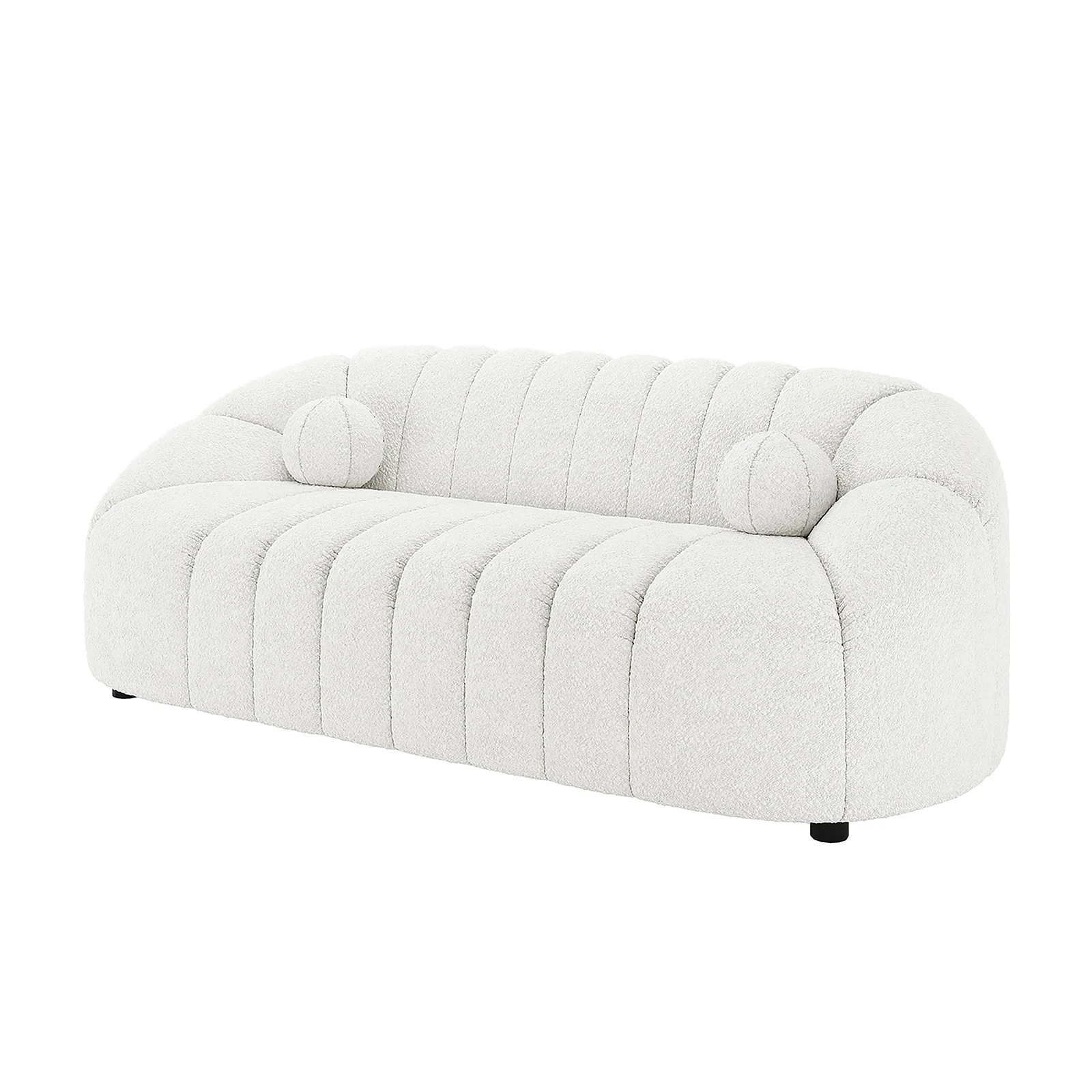 Trina 5 Seater Boucle Sofa Set with Pillows in Cream White - Image 12