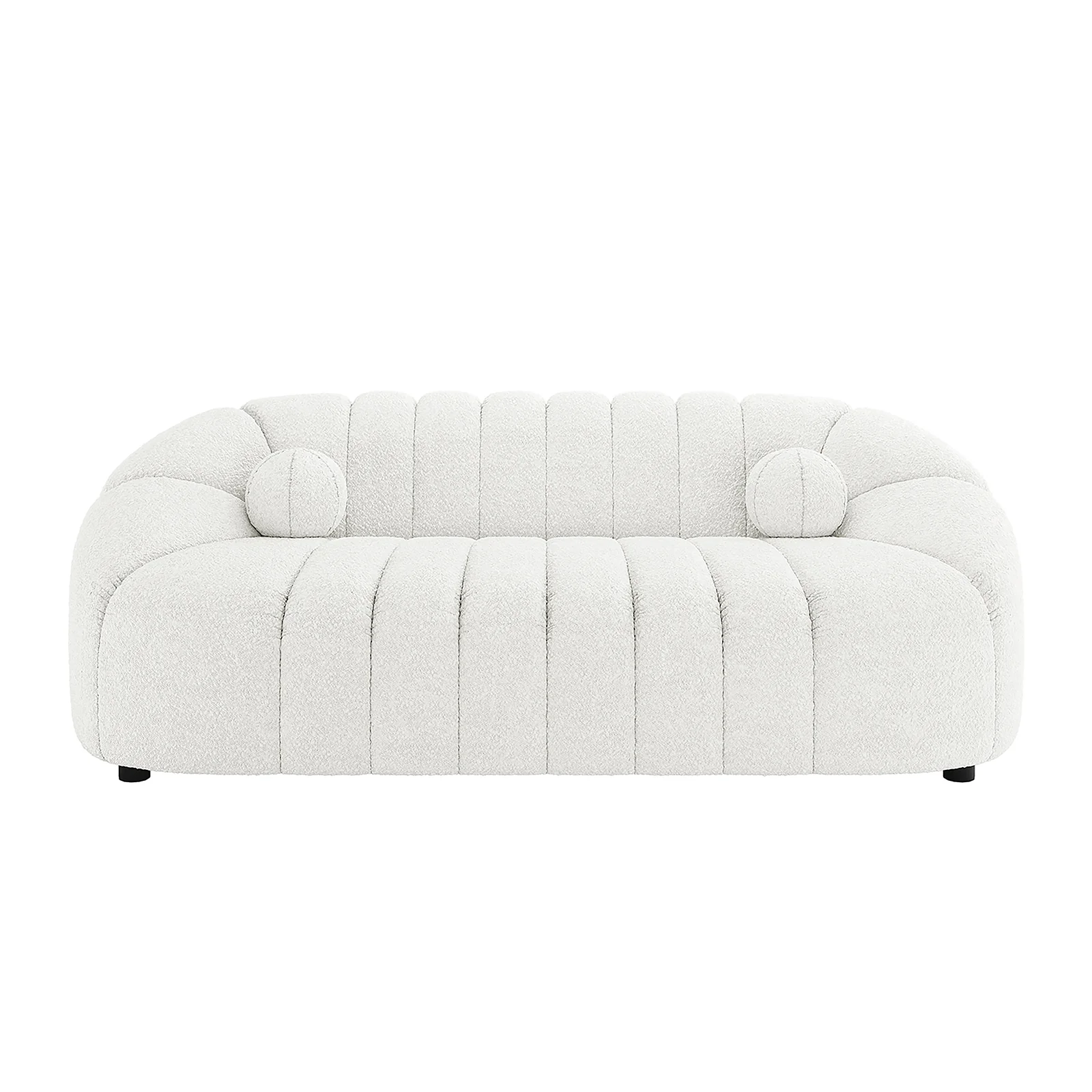 Trina 5 Seater Boucle Sofa Set with Pillows in Cream White - Image 5