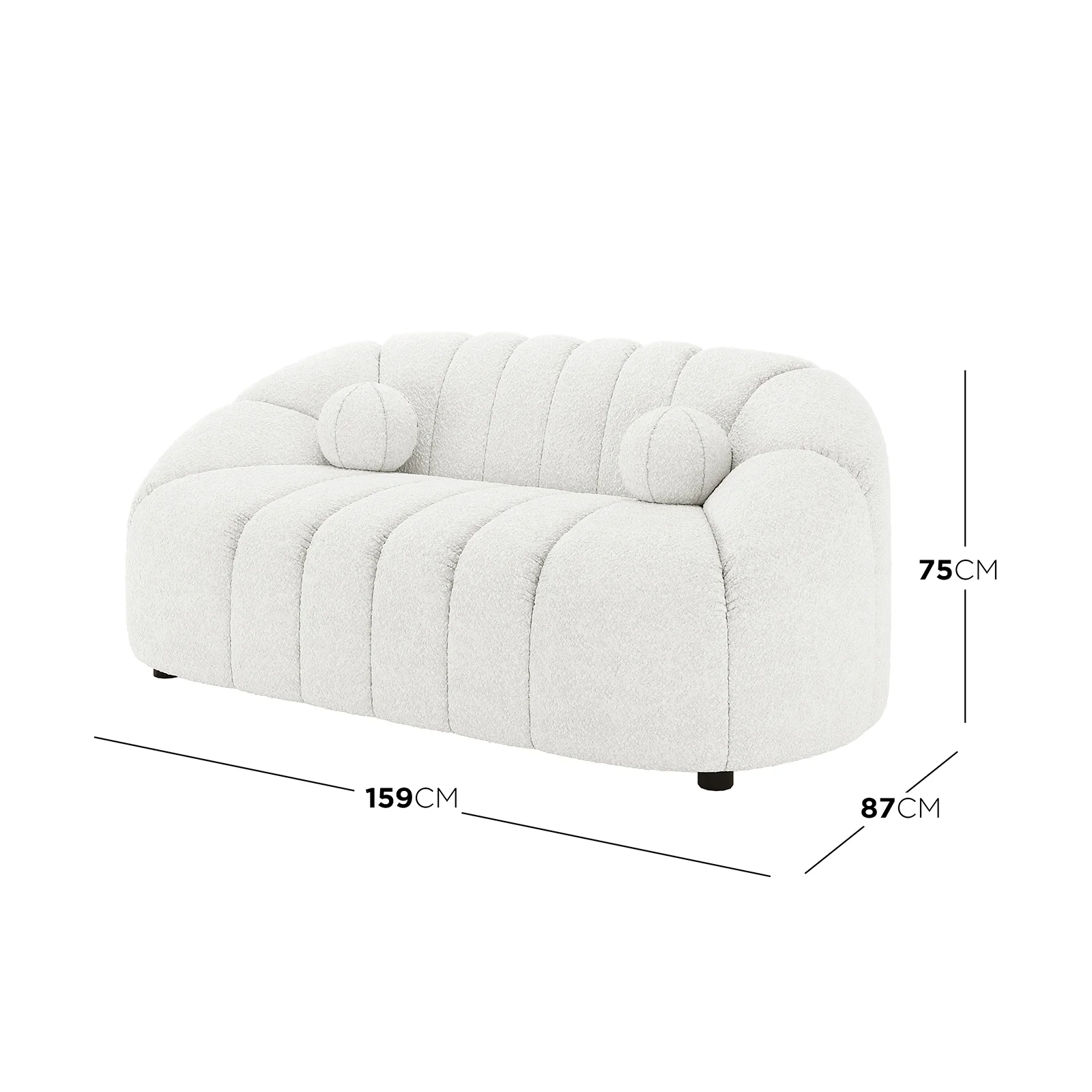 Trina 6 Seater Boucle Sofa Set with Pillows in Cream White - Image 4