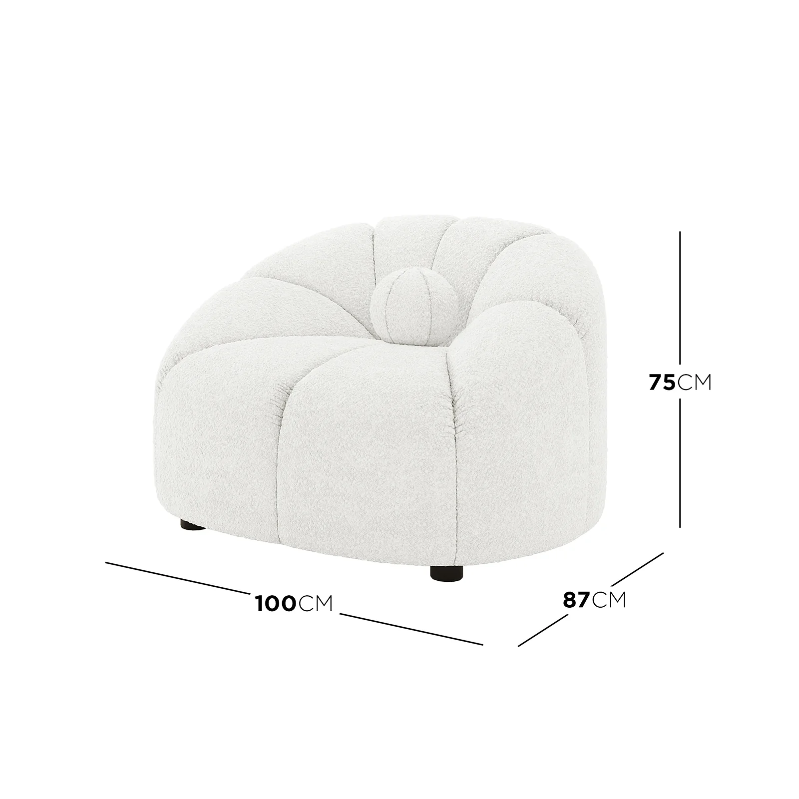 Trina 6 Seater Boucle Sofa Set with Pillows in Cream White - Image 5