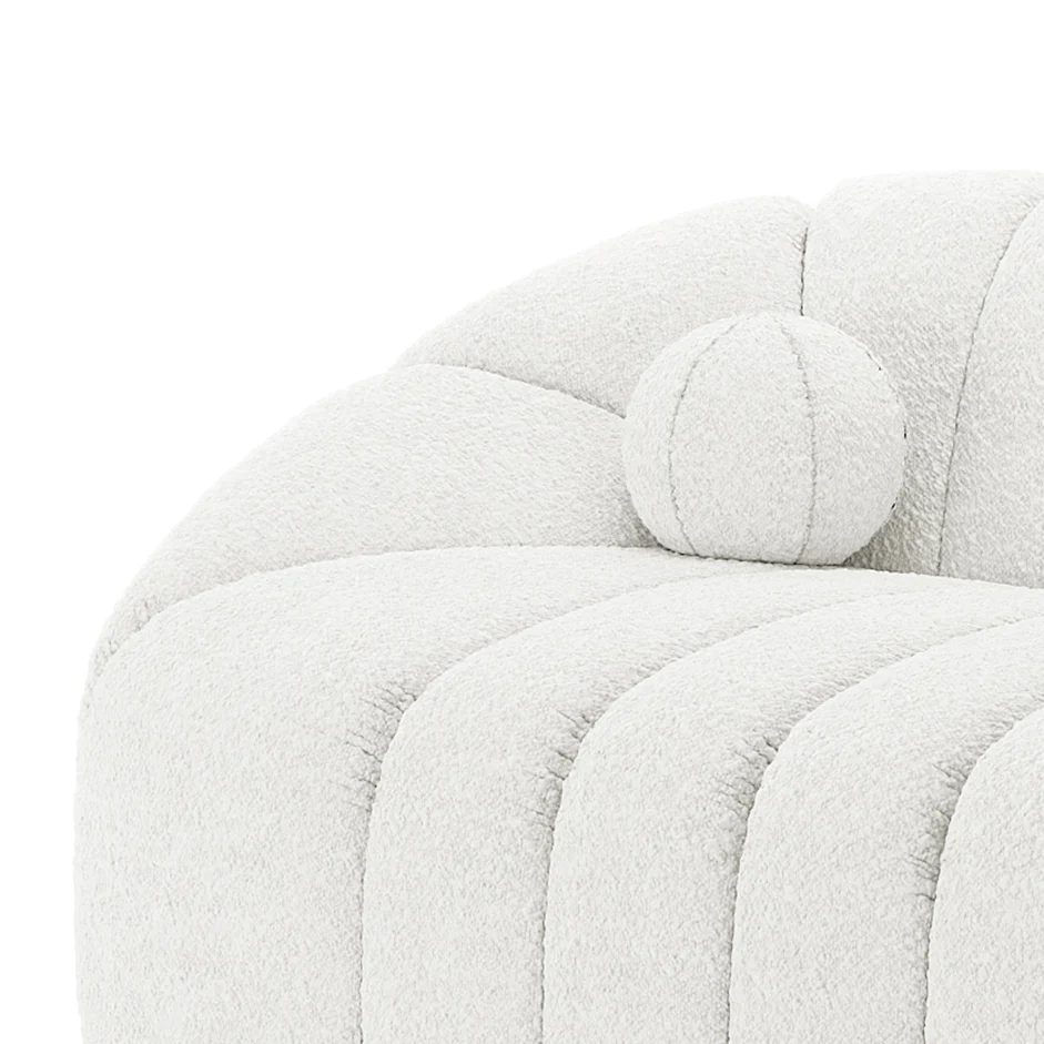 Trina 6 Seater Boucle Sofa Set with Pillows in Cream White - Image 9