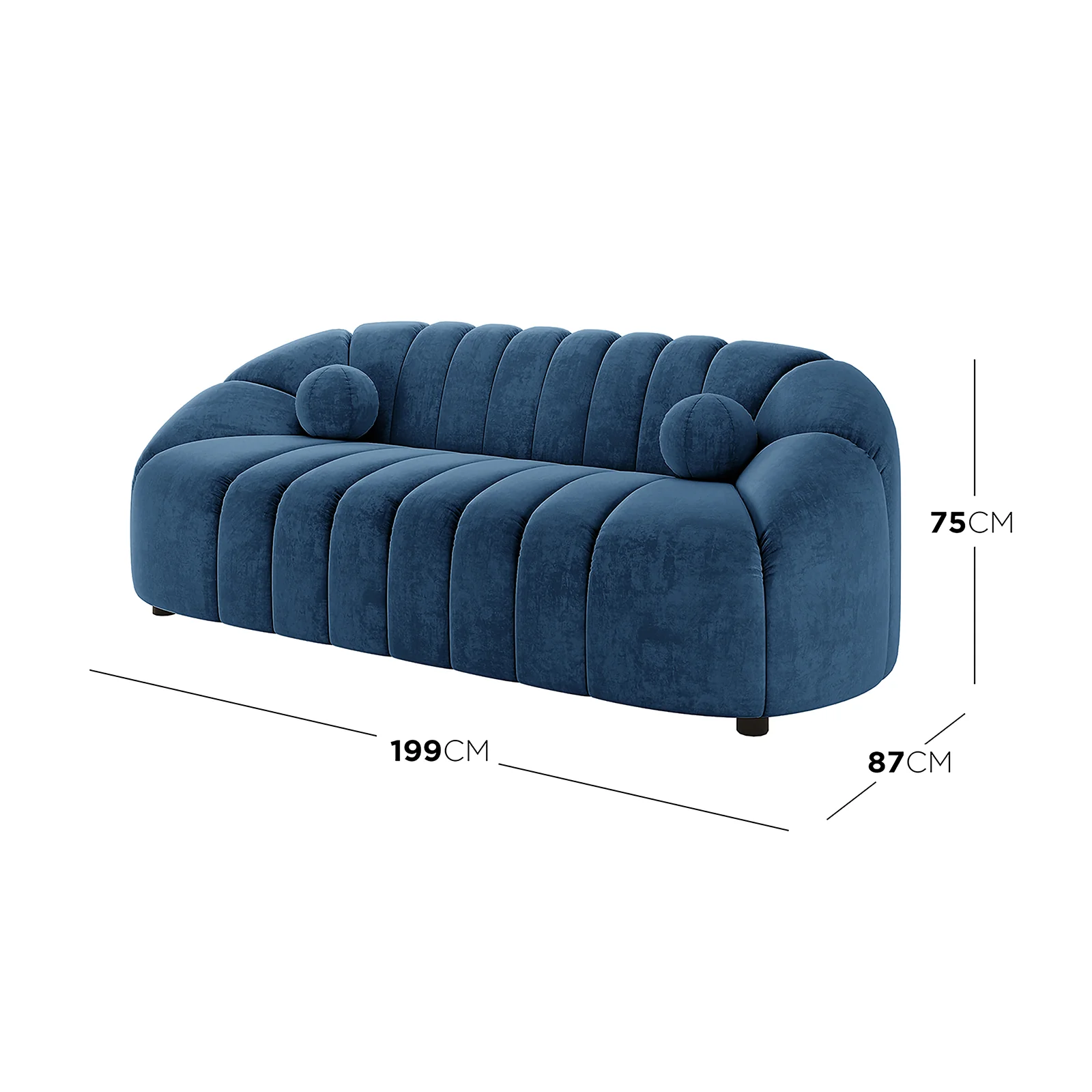 Trina 6 Seater Tufted Velvet Lounge Set in Blue - Image 3