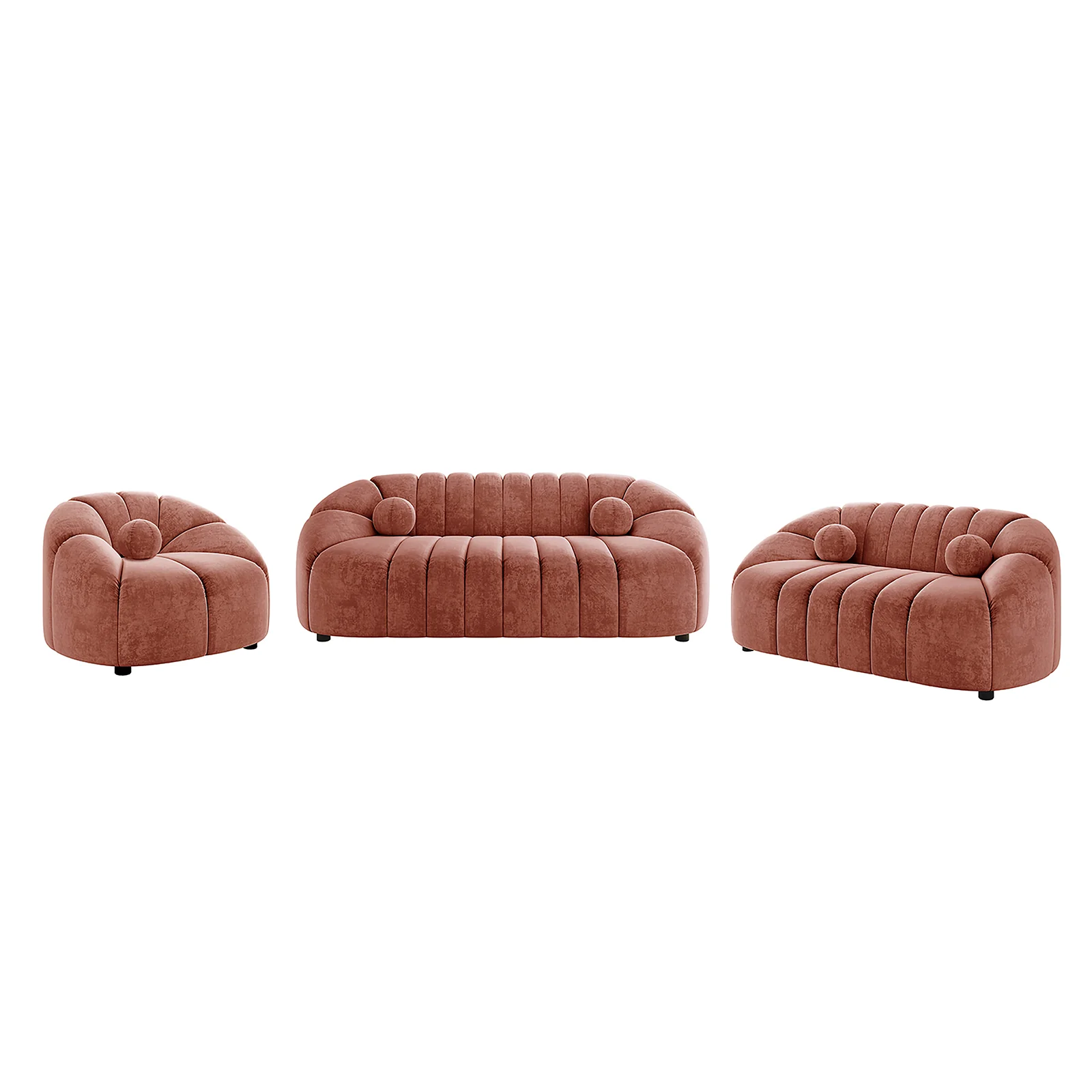 Trina 6 Seater Tufted Velvet Lounge Set in Blush
