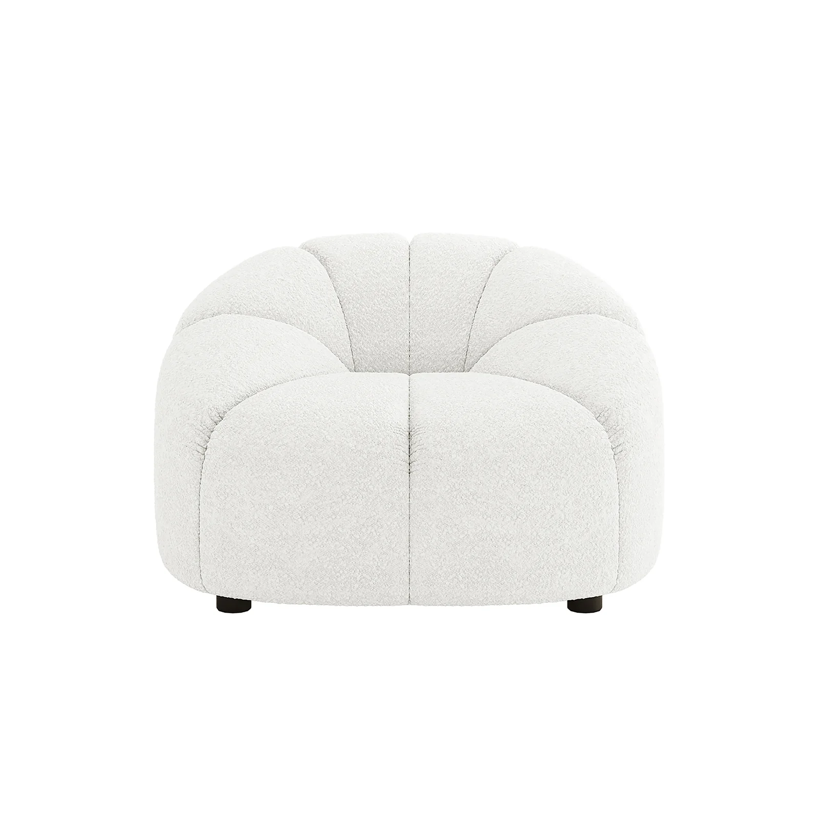 Trina Boucle Sofa Chair with Ball Pillow in Cream White - Image 4