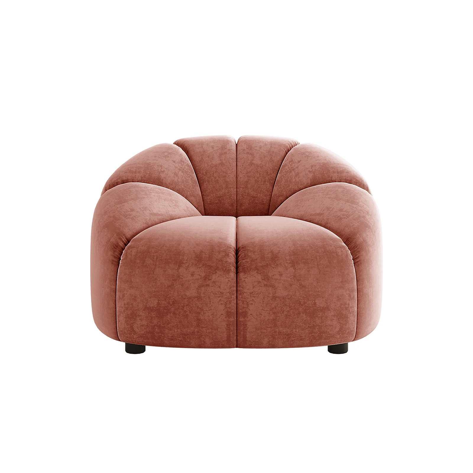 Trina Velvet Sofa Chair with Ball Pillow in Blush - Image 4