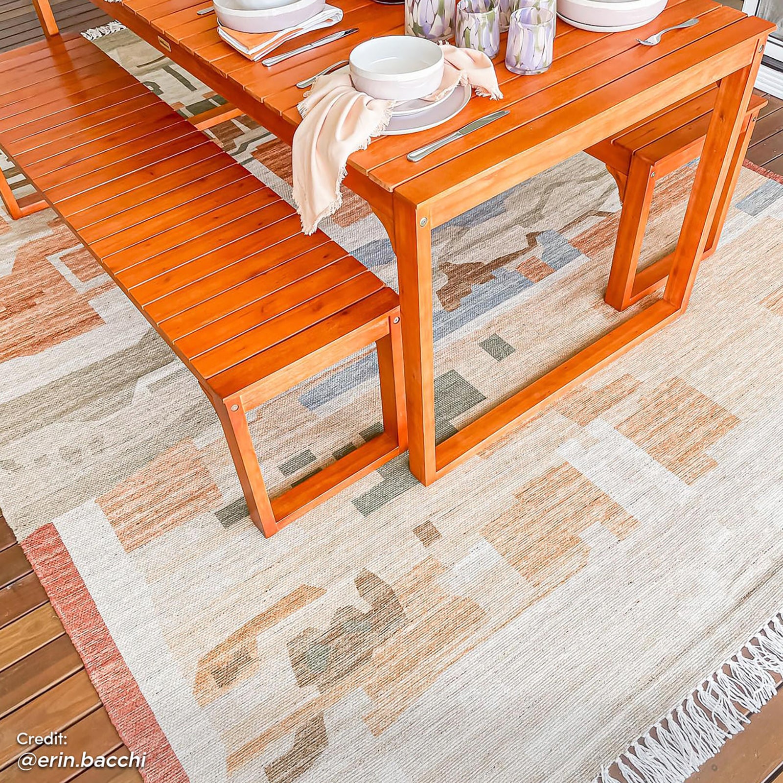 Trinity 8 Seater Hardwood Outdoor Dining Bench Set in Natural - Image 5