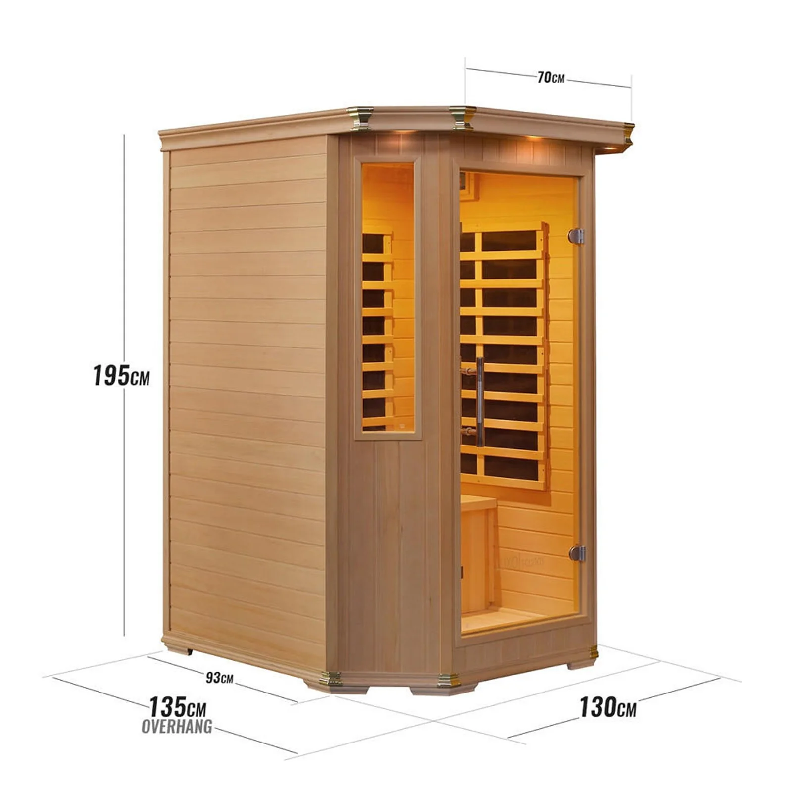 Tukeva 2-Person Carbon Fibre Infrared Indoor Home Sauna - Image 14