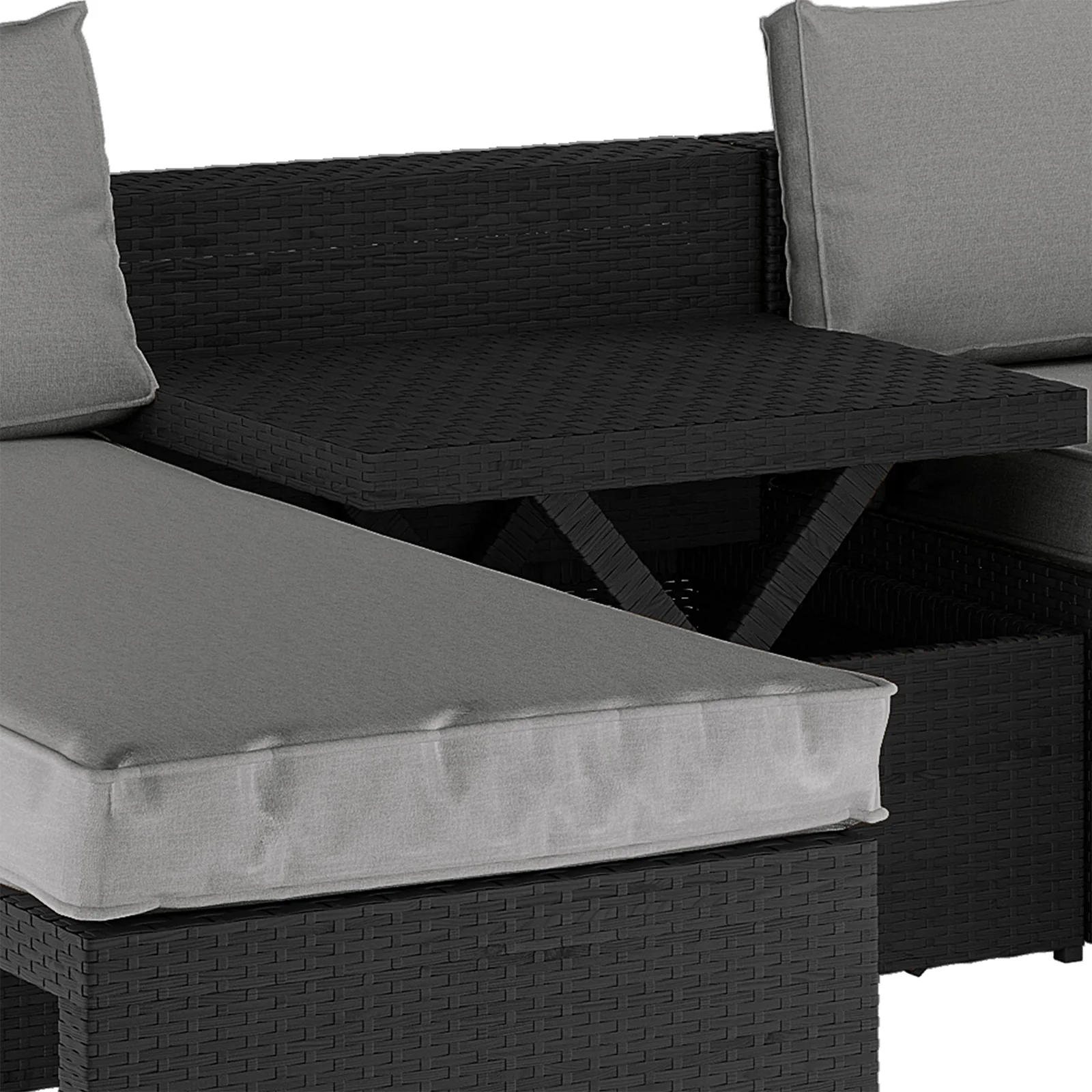 Tybee 4 Seater Rattan Outdoor Corner Sofa Set in Warm Grey - Image 11