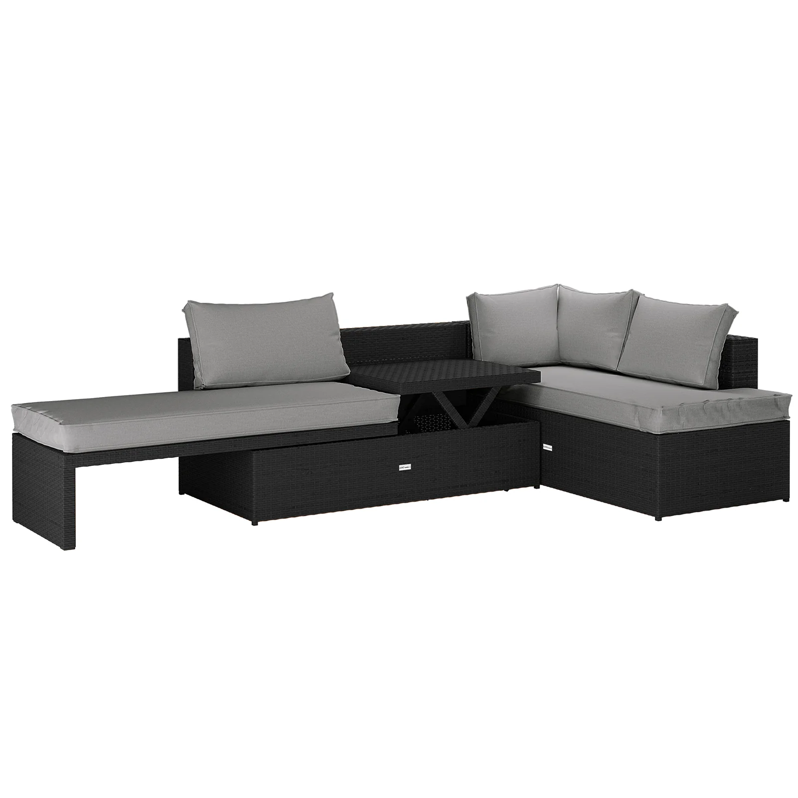 Tybee 4 Seater Rattan Outdoor Corner Sofa Set in Warm Grey - Image 12