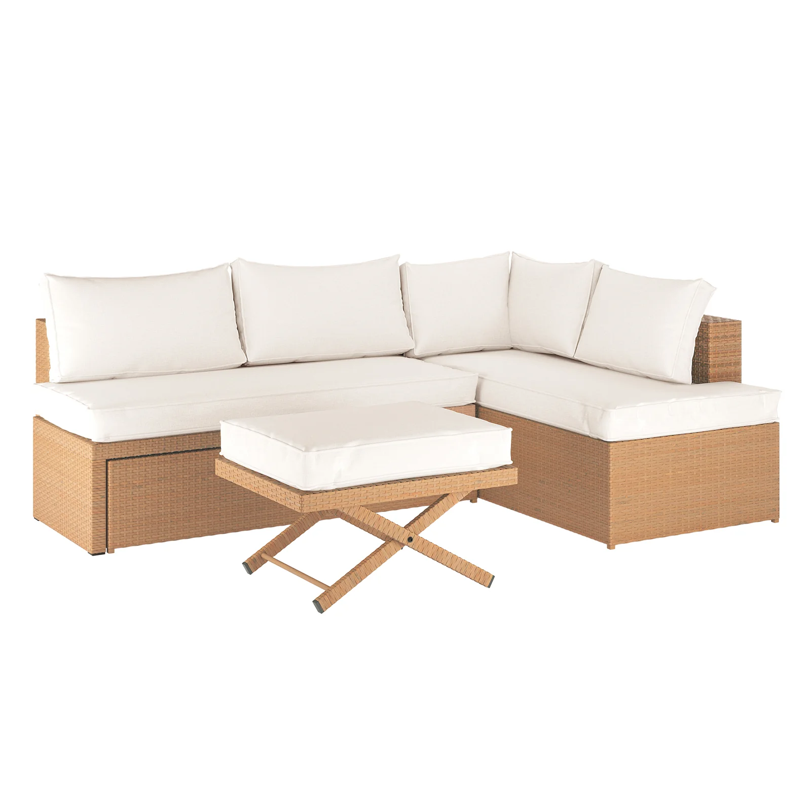 Tybee 4 Seater Rattan Outdoor Sofa Set in Cream White