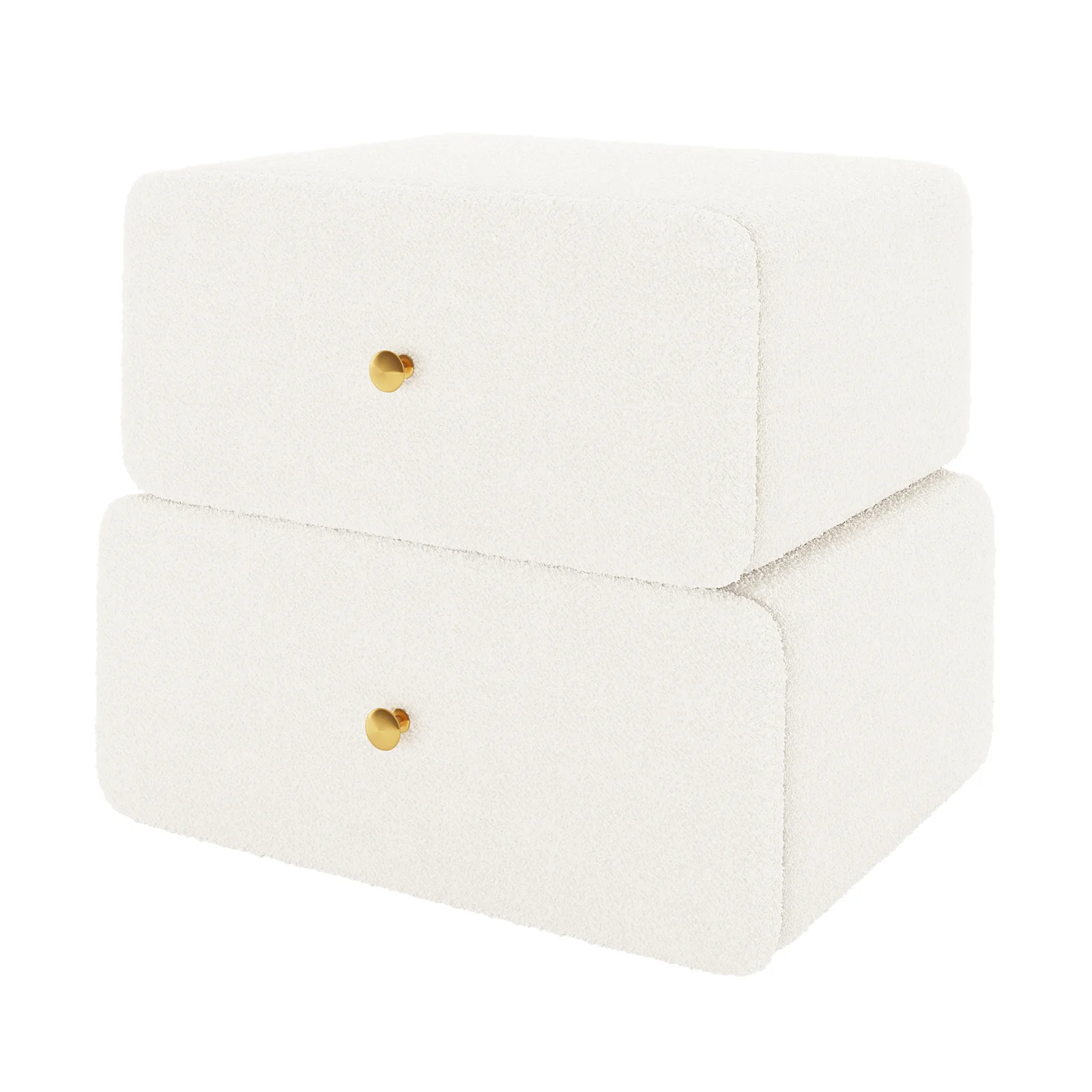 Tyla Boucle Bedside Table in Cream White - Image 4