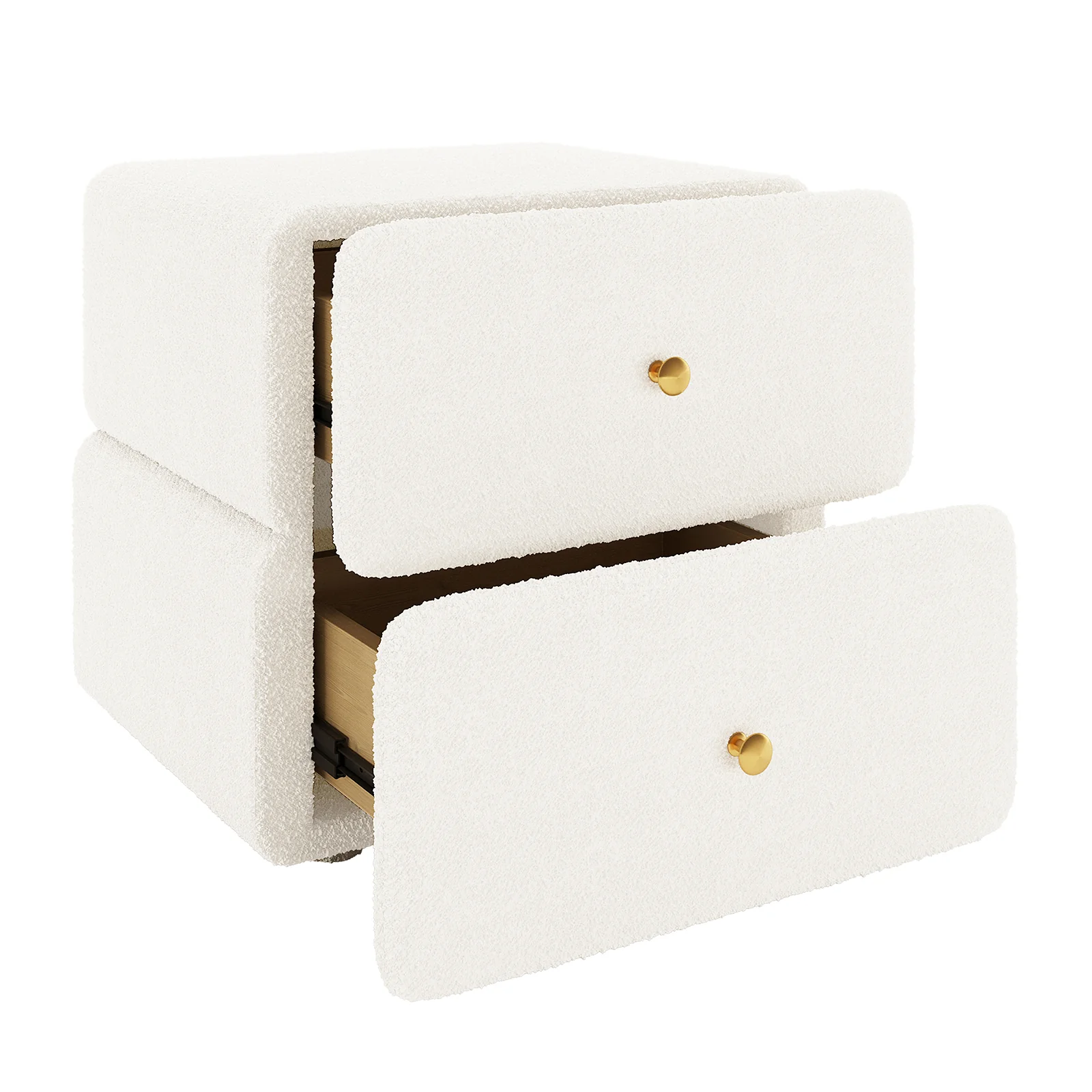 Tyla Boucle Bedside Table in Cream White - Image 7