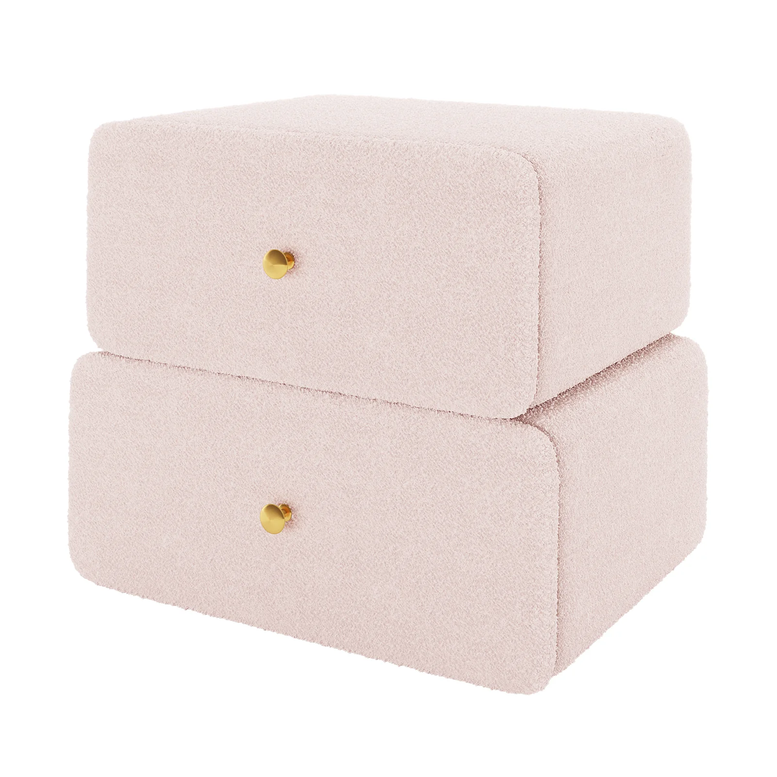 Tyla Upholstered Boucle Bedside Table in Light Pink - Image 4